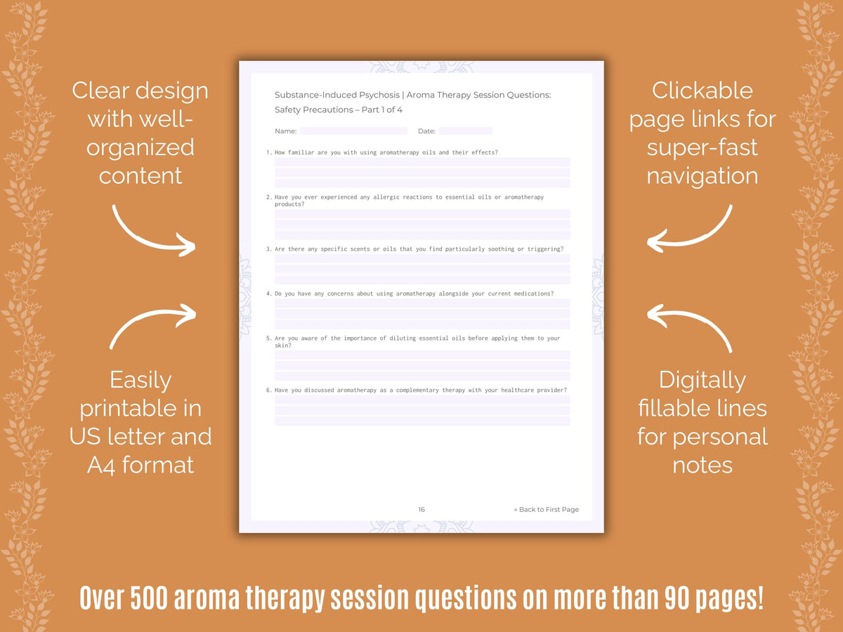 Substance-Induced Psychosis Aroma Therapy Counseling Templates