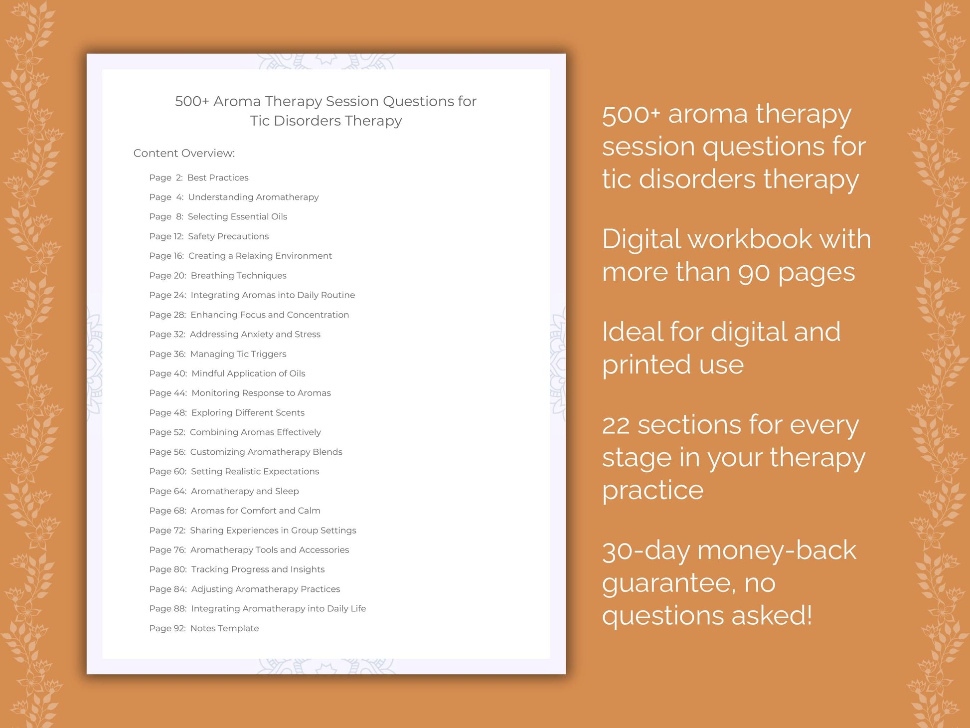 Tic Disorders Aroma Therapy Therapist Worksheets