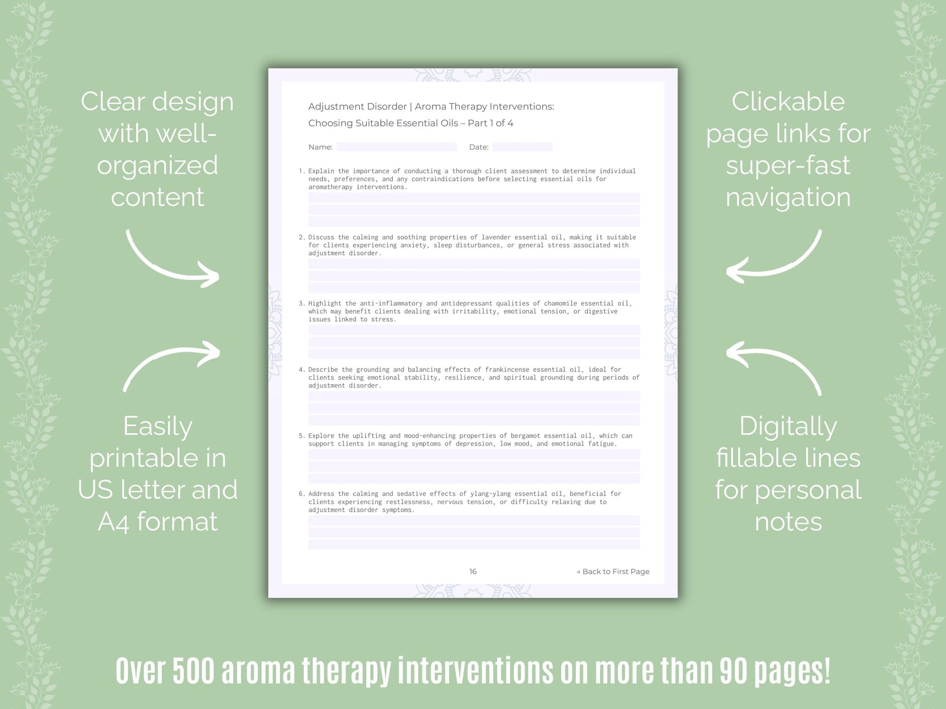Adjustment Disorder Aroma Therapy Counseling Templates
