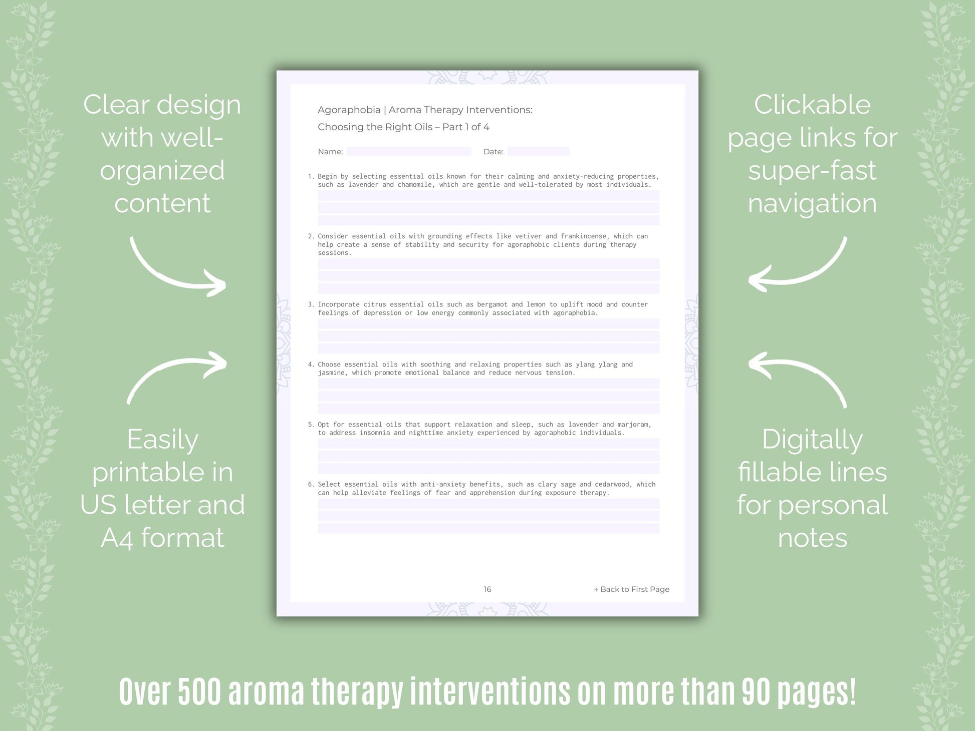 Agoraphobia Aroma Therapy Counseling Templates