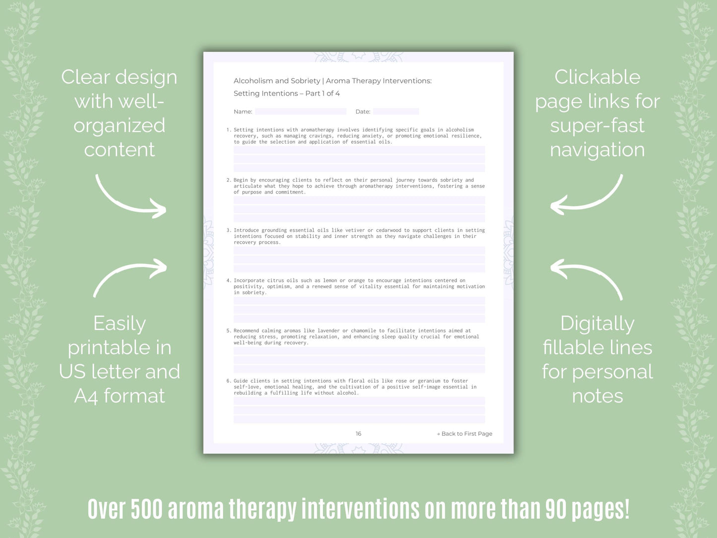 Alcoholism and Sobriety Aroma Therapy Counseling Templates
