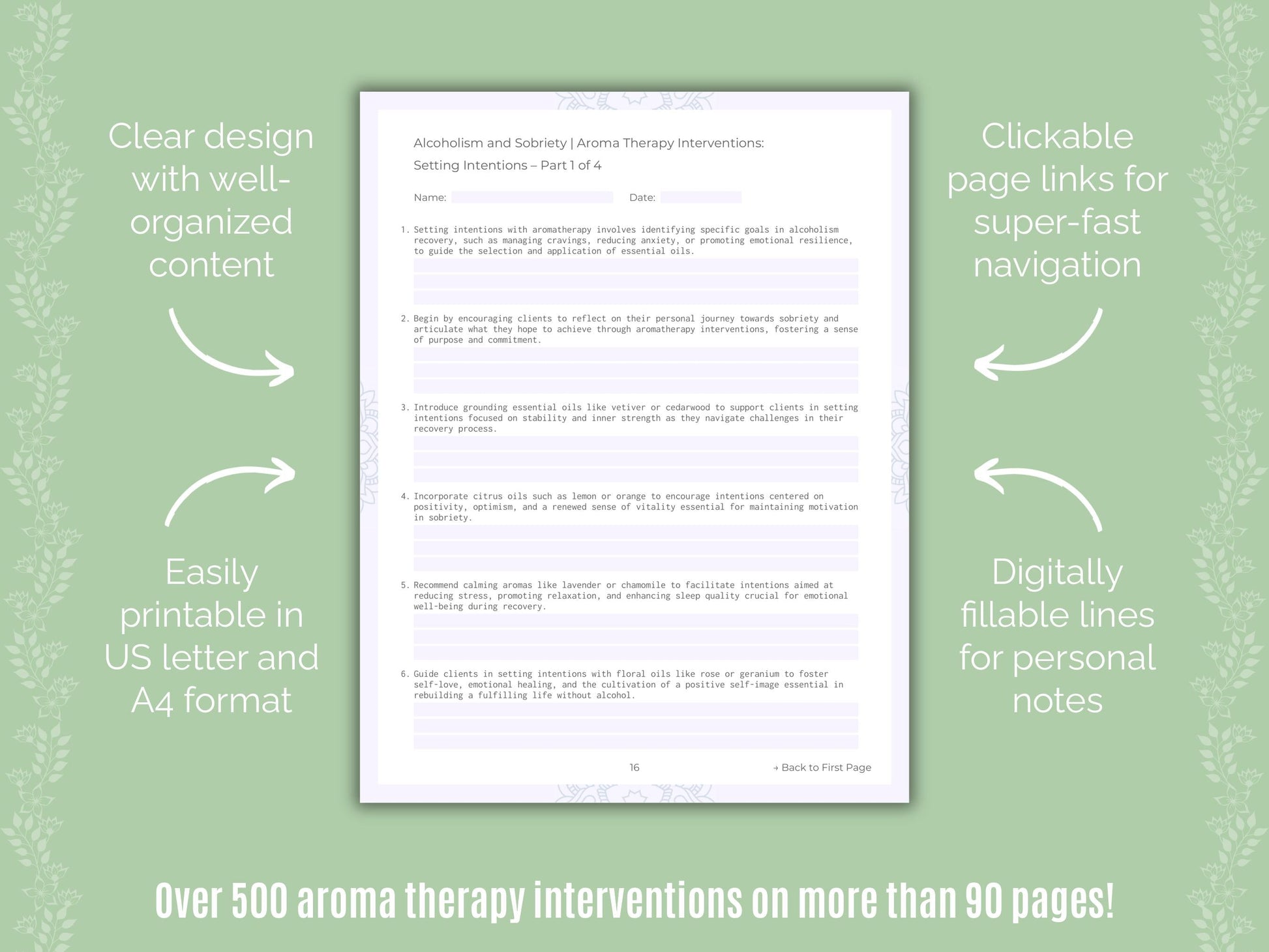 Alcoholism and Sobriety Aroma Therapy Counseling Templates