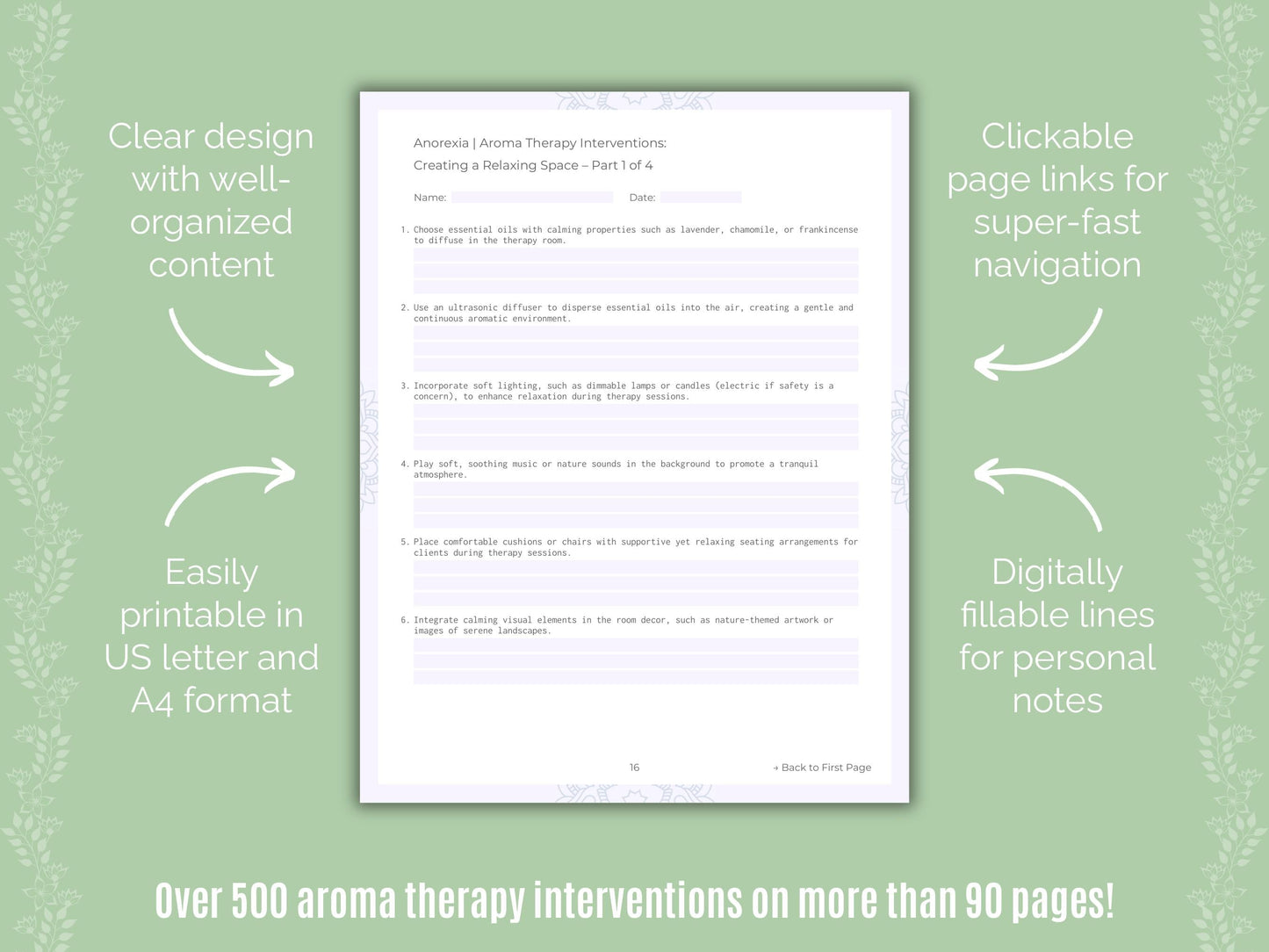 Anorexia Aroma Therapy Counseling Templates