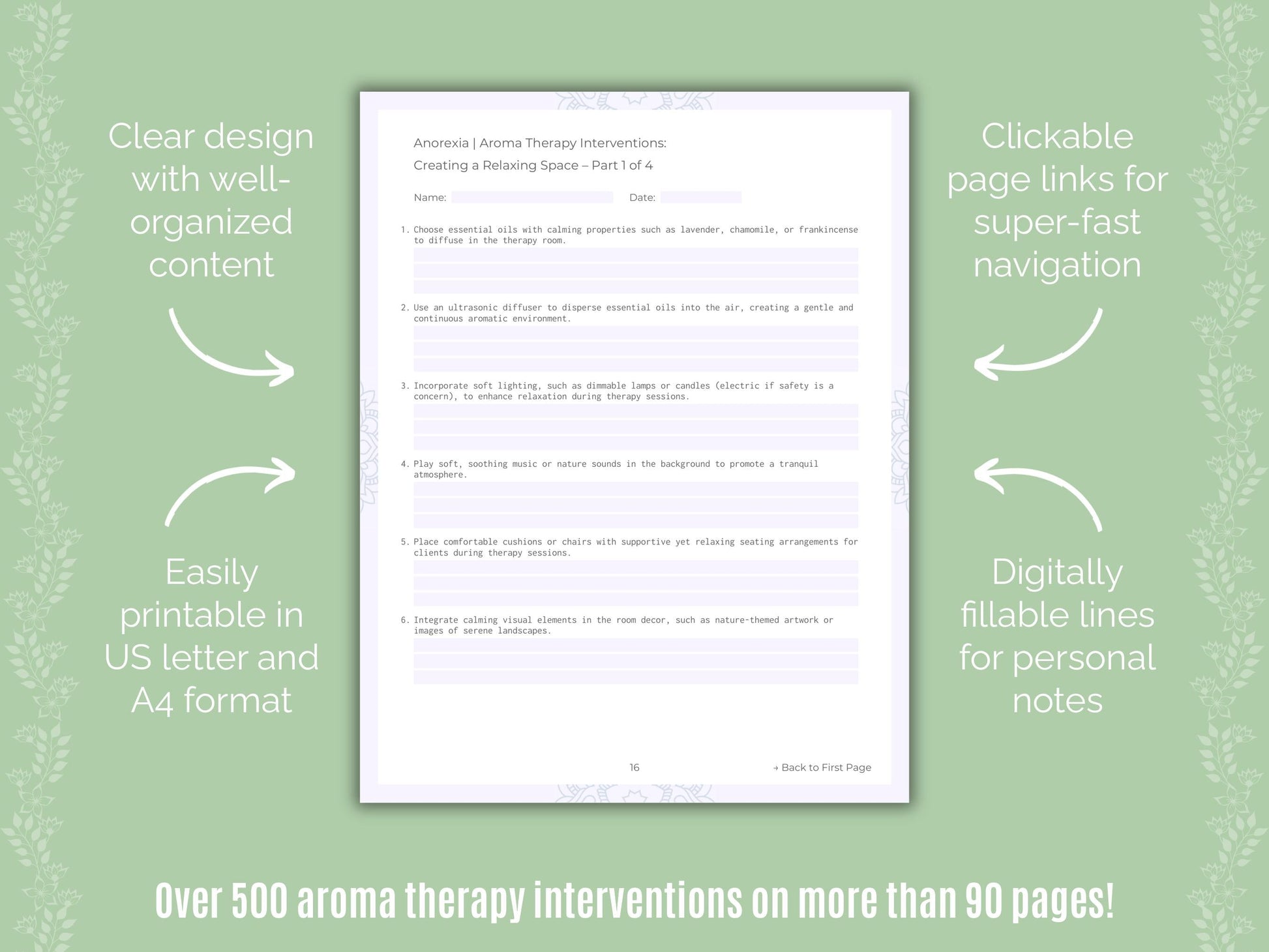 Anorexia Aroma Therapy Counseling Templates