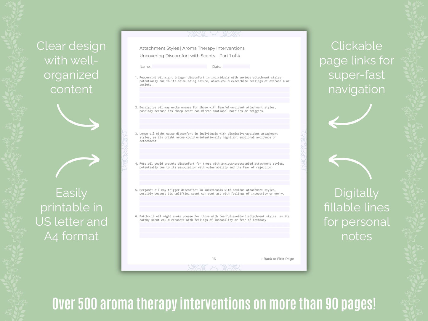Attachment Styles Aroma Therapy Counseling Templates