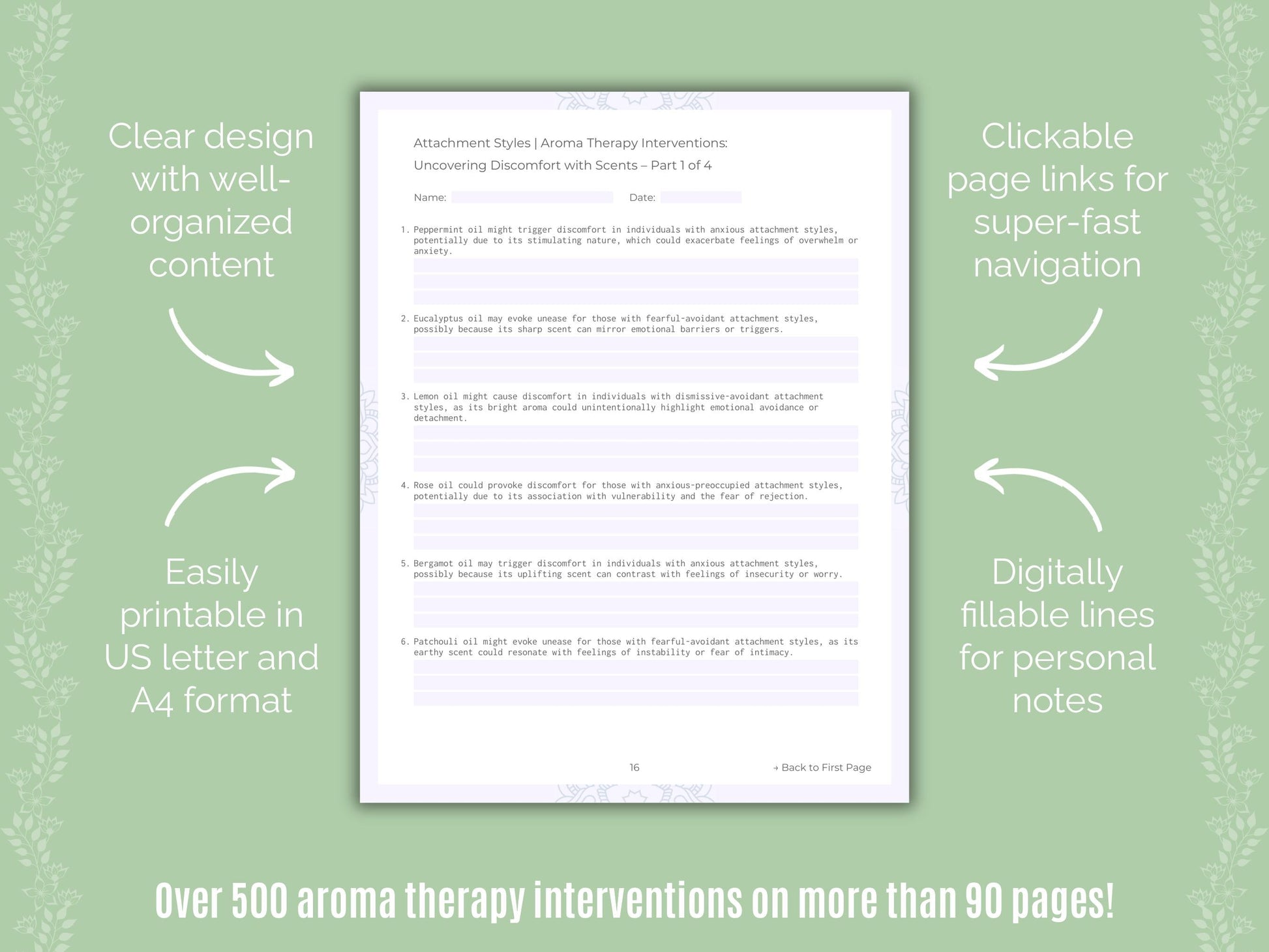 Attachment Styles Aroma Therapy Counseling Templates