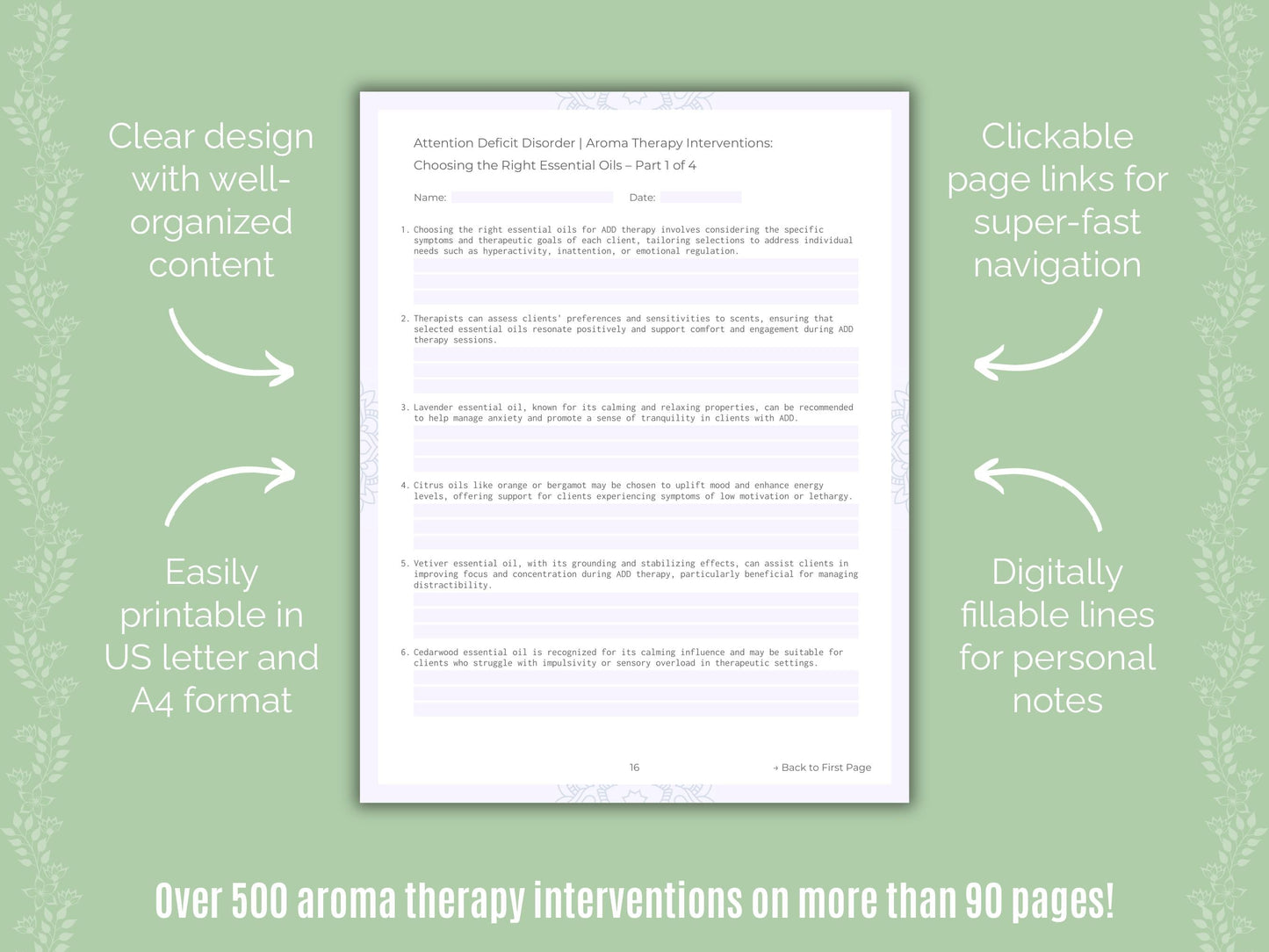 Attention Deficit Disorder (ADD) Aroma Therapy Counseling Templates