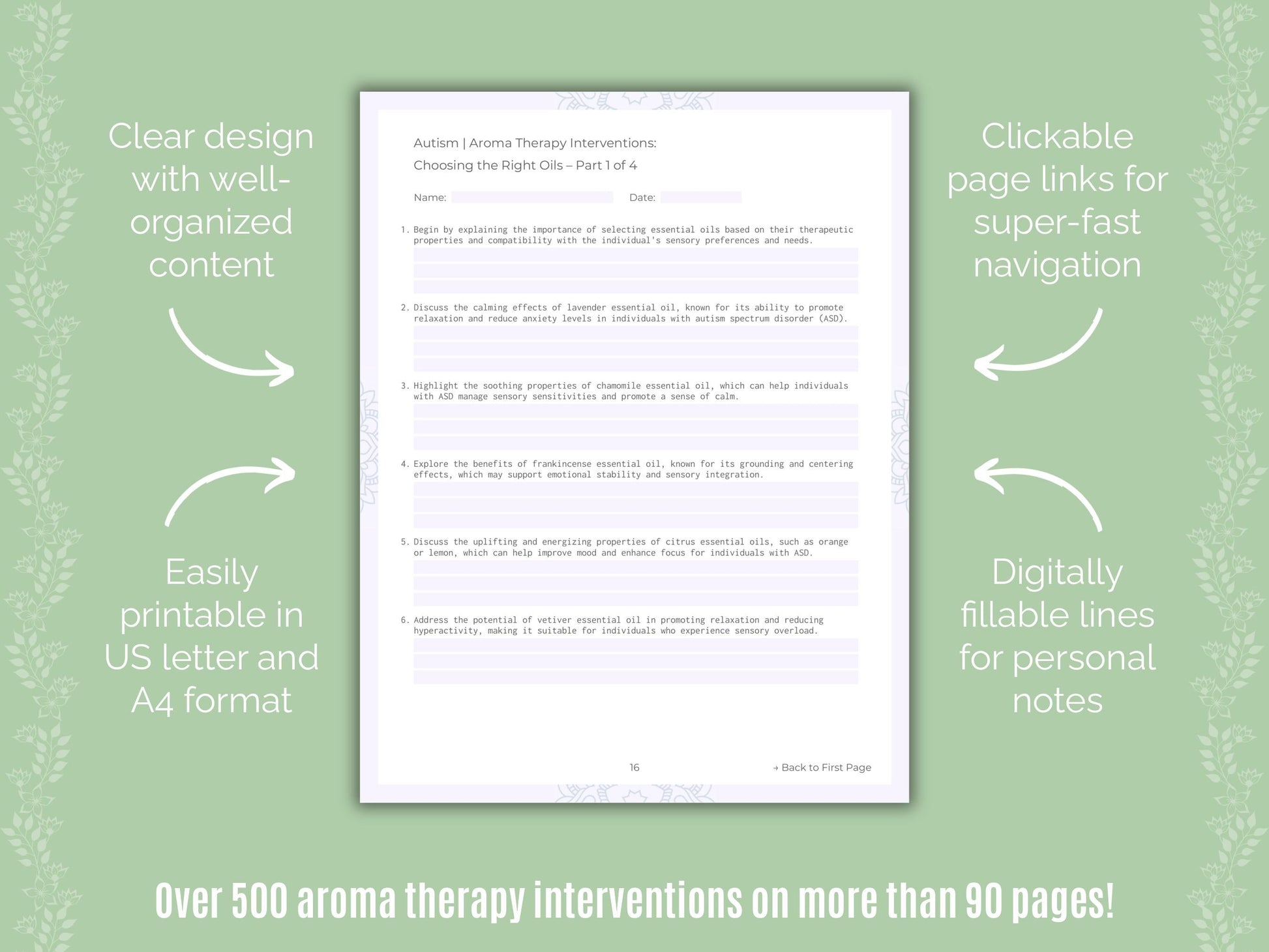 Autism Spectrum Disorder Aroma Therapy Counseling Templates