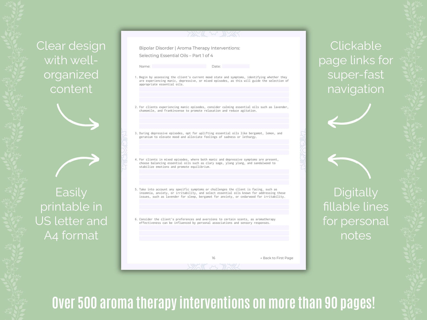 Bipolar Disorder Aroma Therapy Counseling Templates