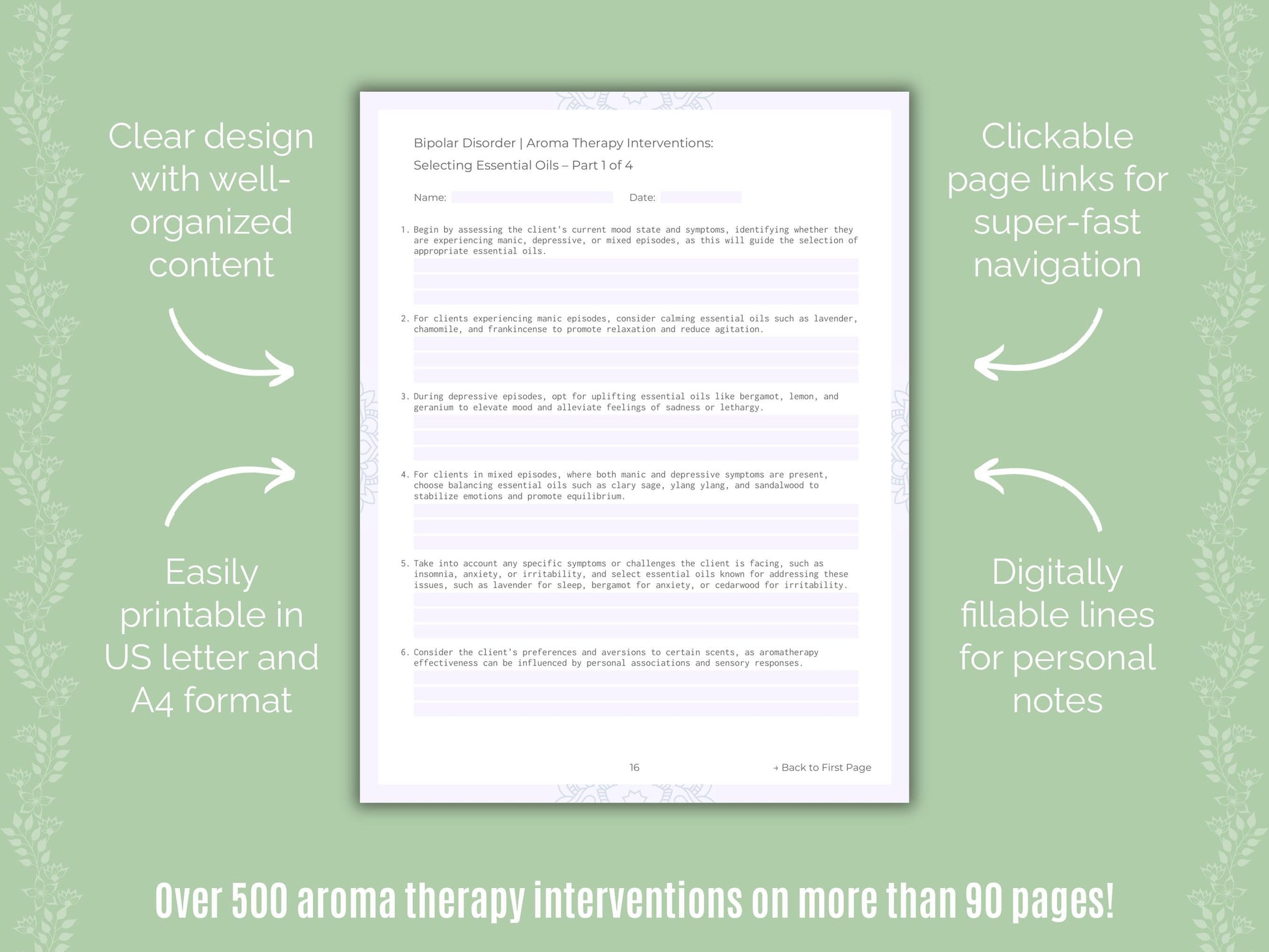 Bipolar Disorder Aroma Therapy Counseling Templates
