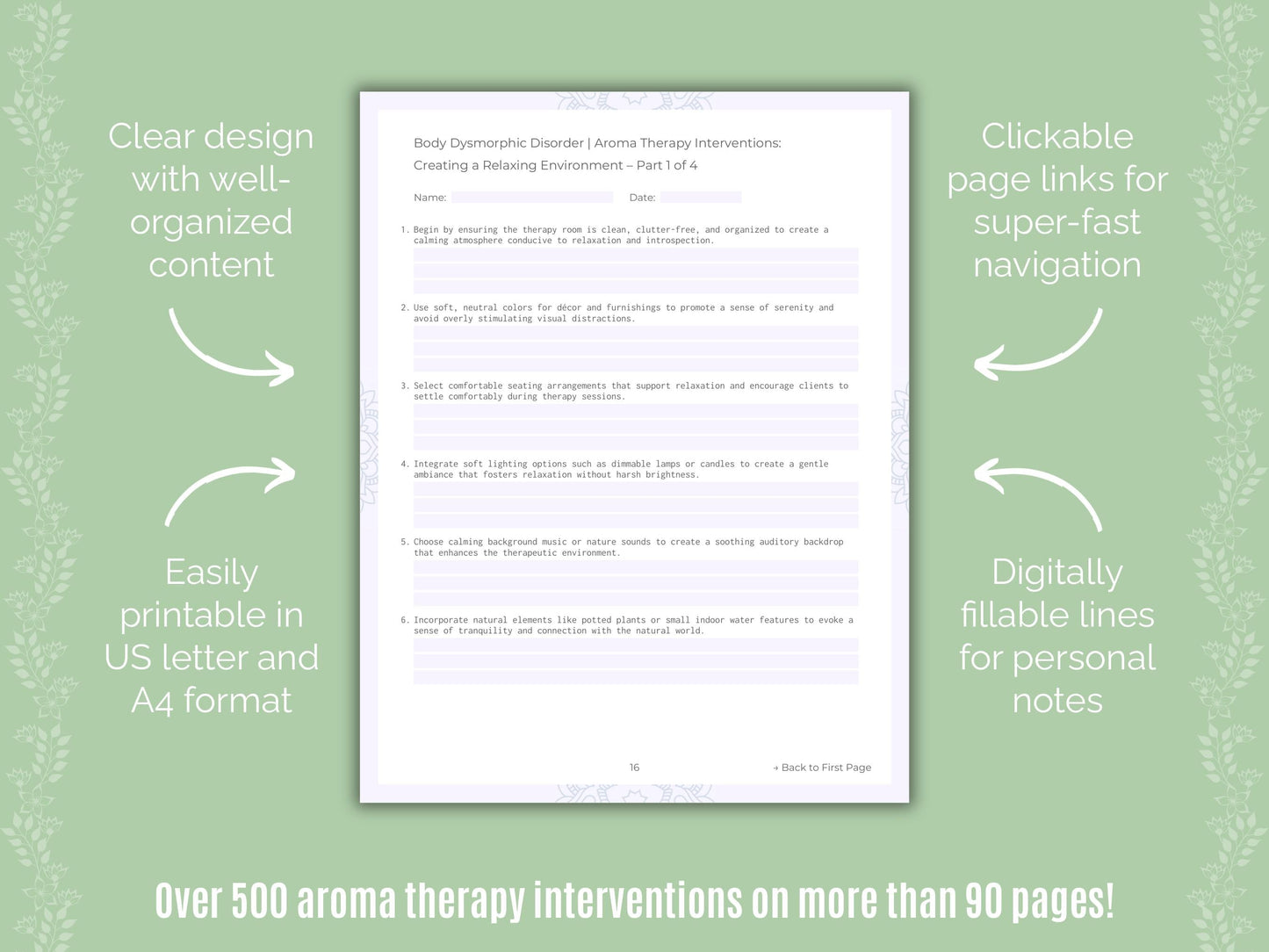 Body Dysmorphic Disorder (BDD) Aroma Therapy Counseling Templates