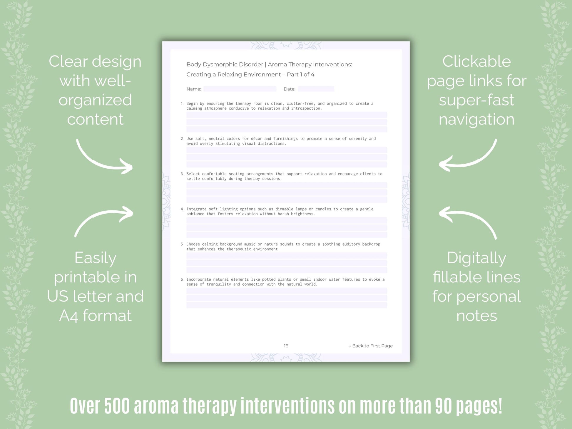 Body Dysmorphic Disorder (BDD) Aroma Therapy Counseling Templates
