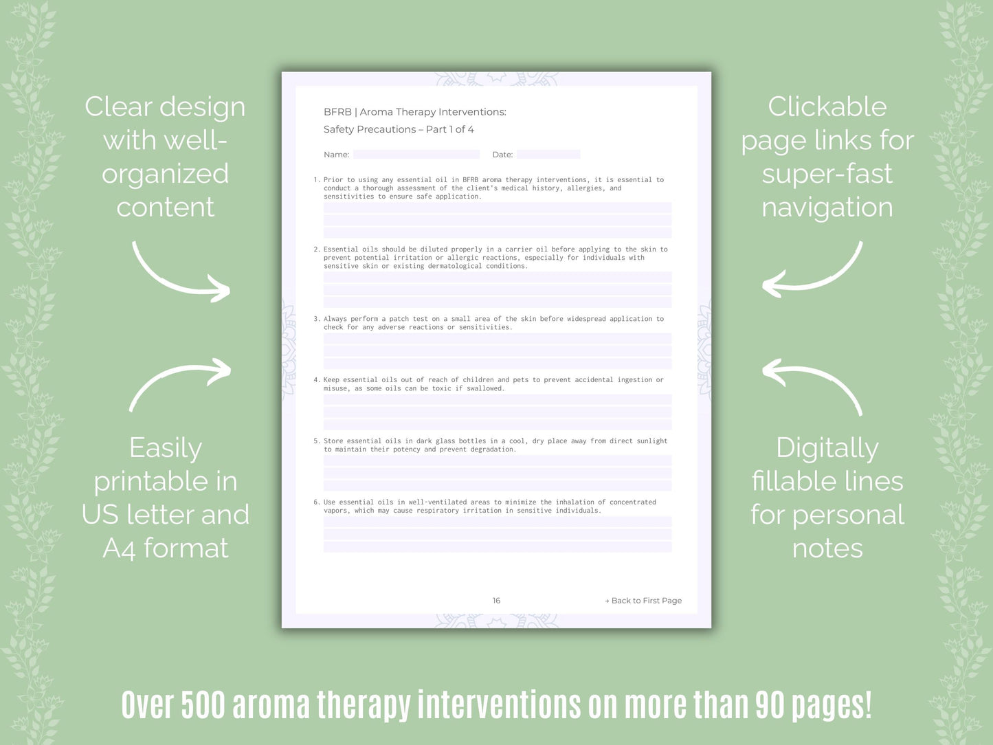 Body-Focused Repetitive Behavior (BFRB) Aroma Therapy Counseling Templates