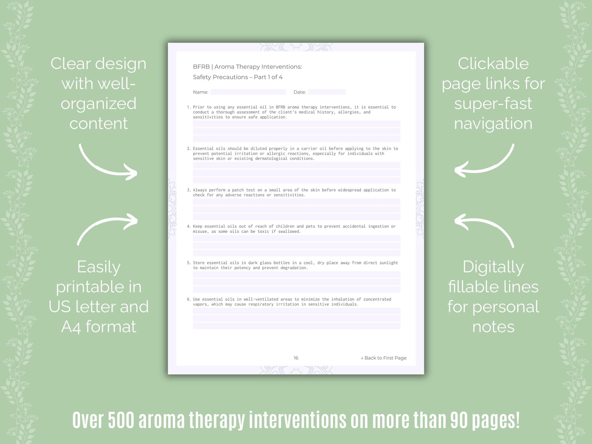 Body-Focused Repetitive Behavior (BFRB) Aroma Therapy Counseling Templates