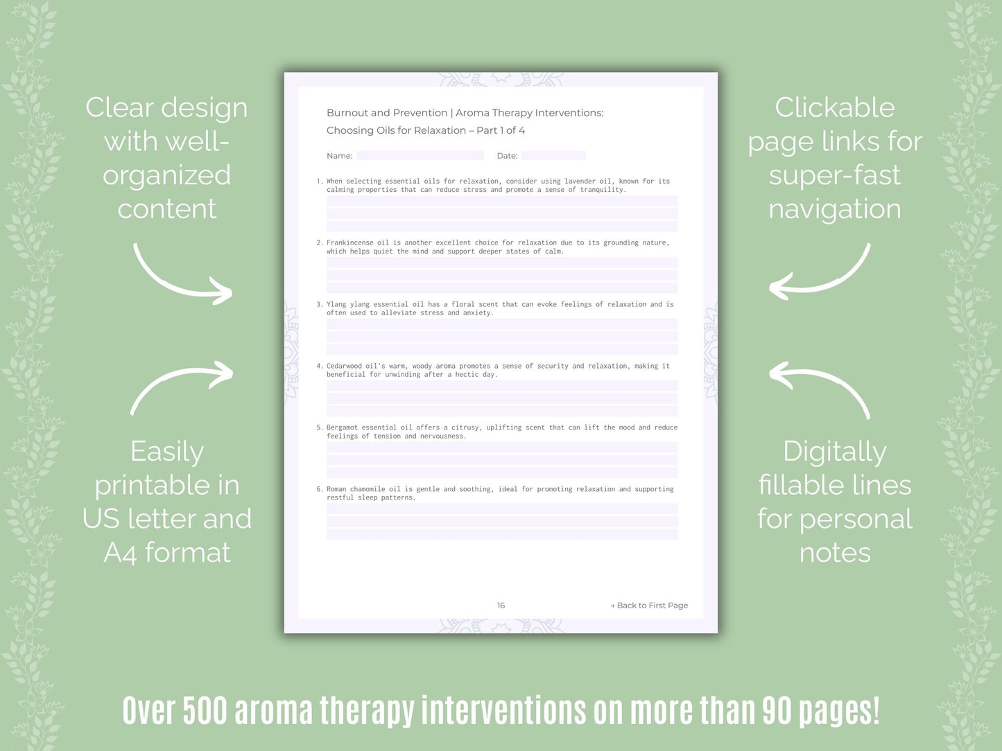 Burnout and Prevention Aroma Therapy Counseling Templates