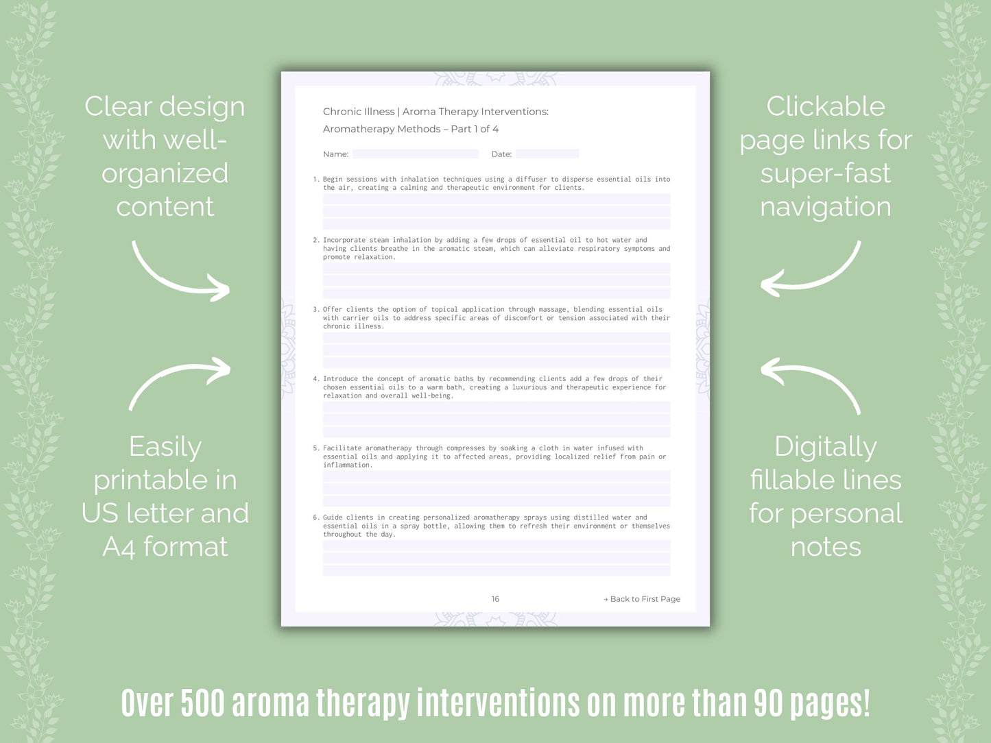 Chronic Illness Aroma Therapy Counseling Templates