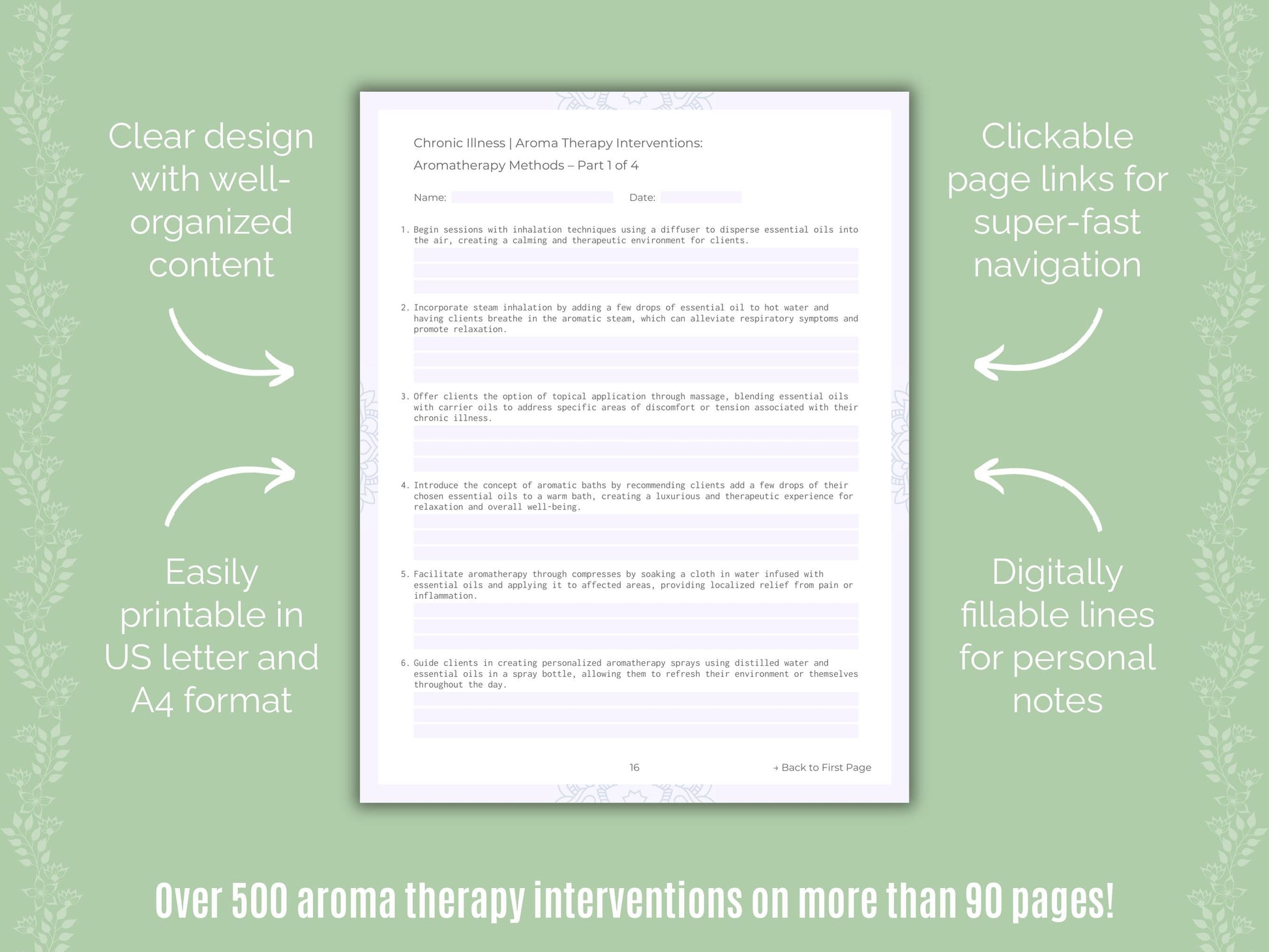 Chronic Illness Aroma Therapy Counseling Templates