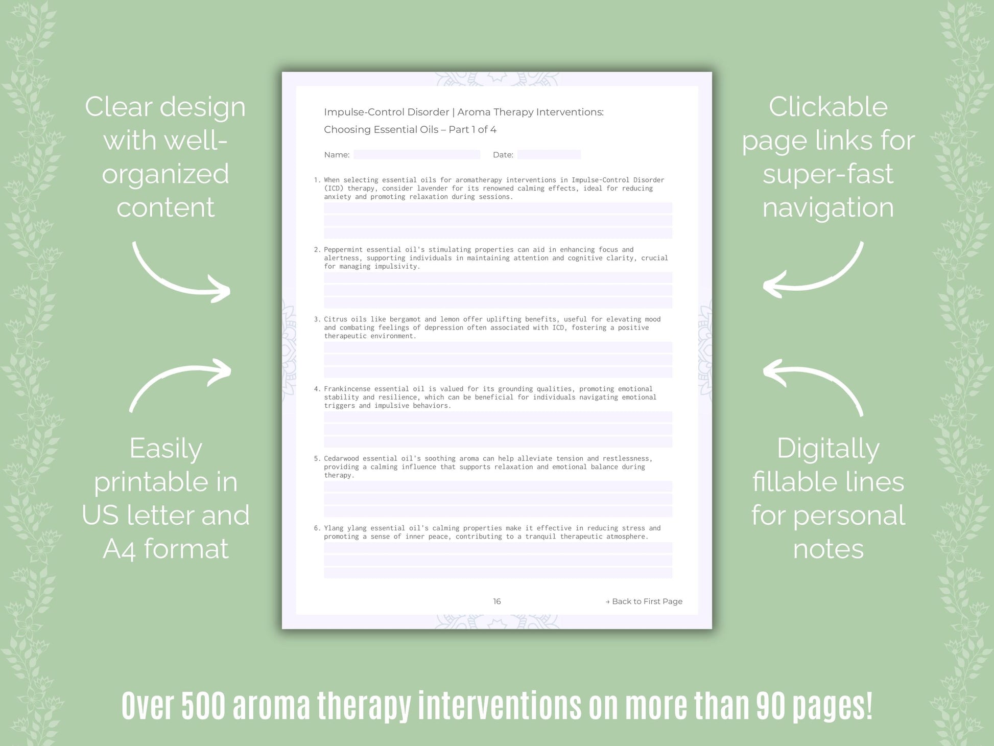 Impulse-Control Disorder (ICD) Aroma Therapy Counseling Templates