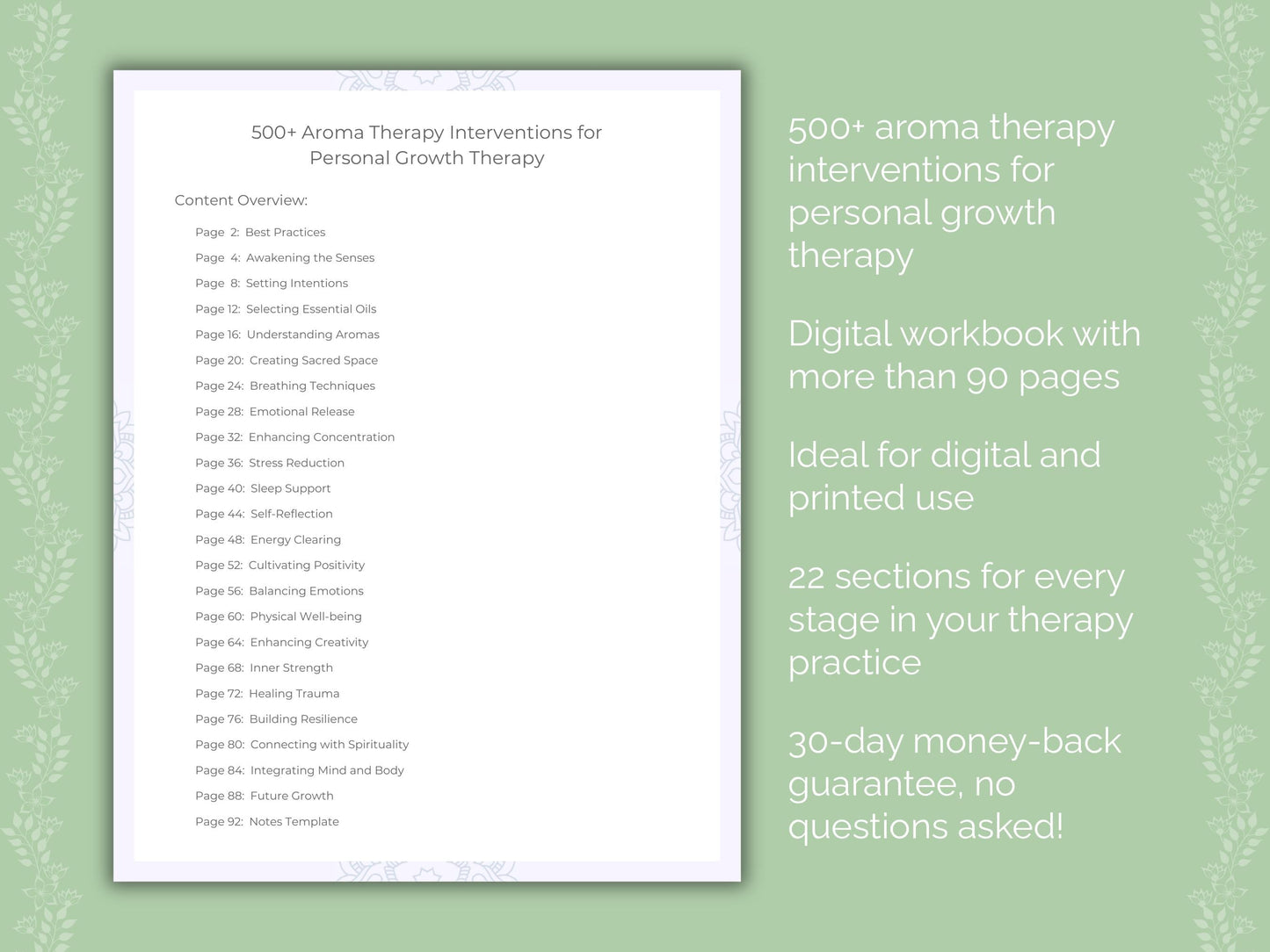 Personal Growth Aroma Therapy Therapist Worksheets