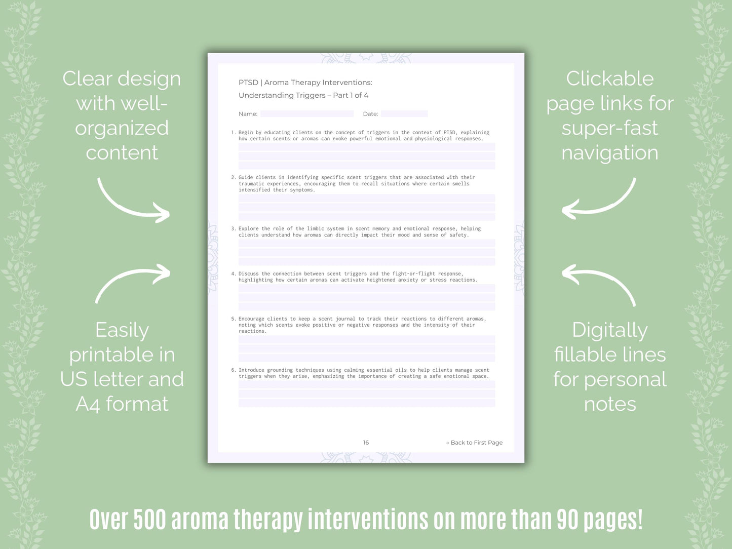 Post-Traumatic Stress Disorder (PTSD) Aroma Therapy Counseling Templates