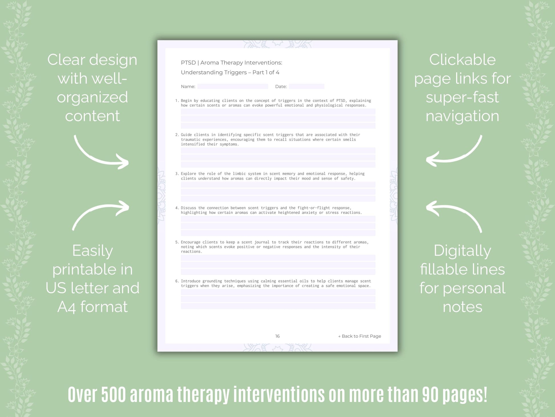 Post-Traumatic Stress Disorder (PTSD) Aroma Therapy Counseling Templates