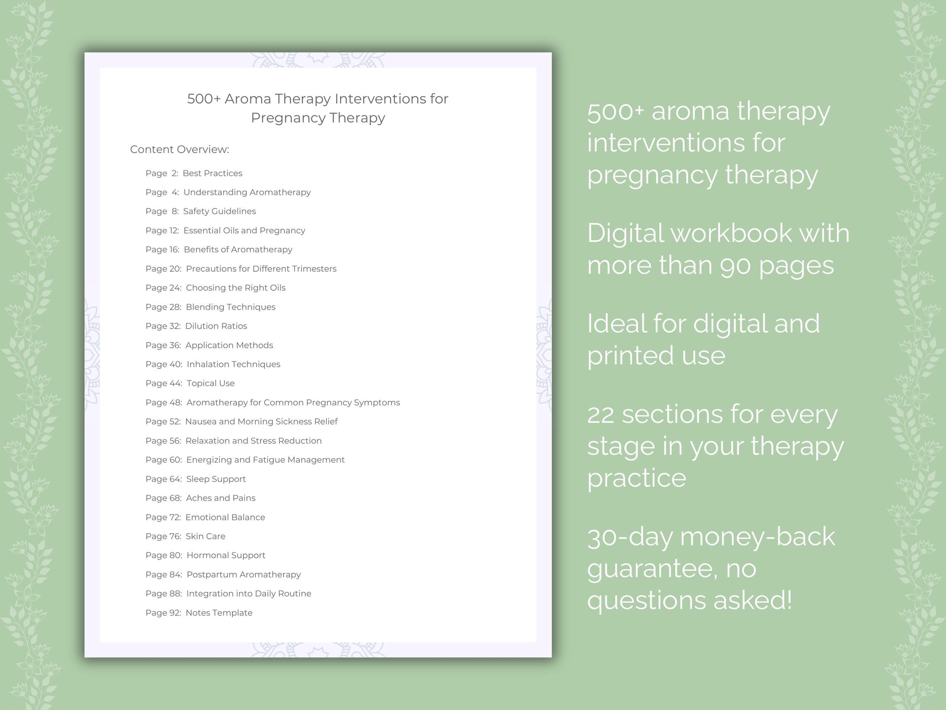 Pregnancy Aroma Therapy Therapist Worksheets