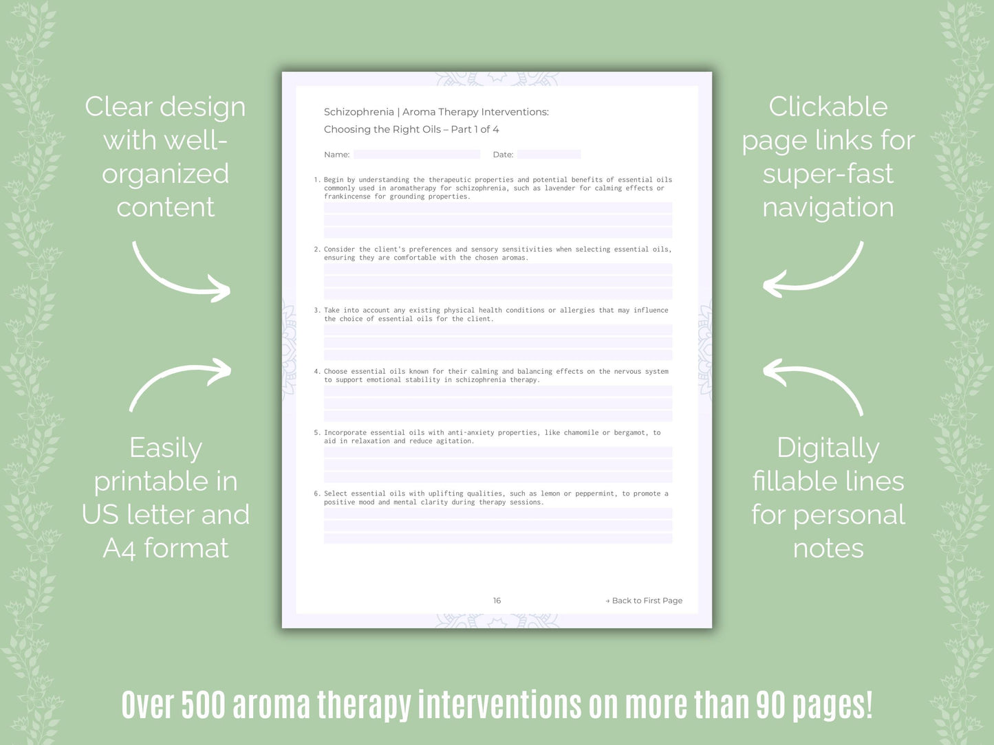 Schizophrenia Aroma Therapy Counseling Templates