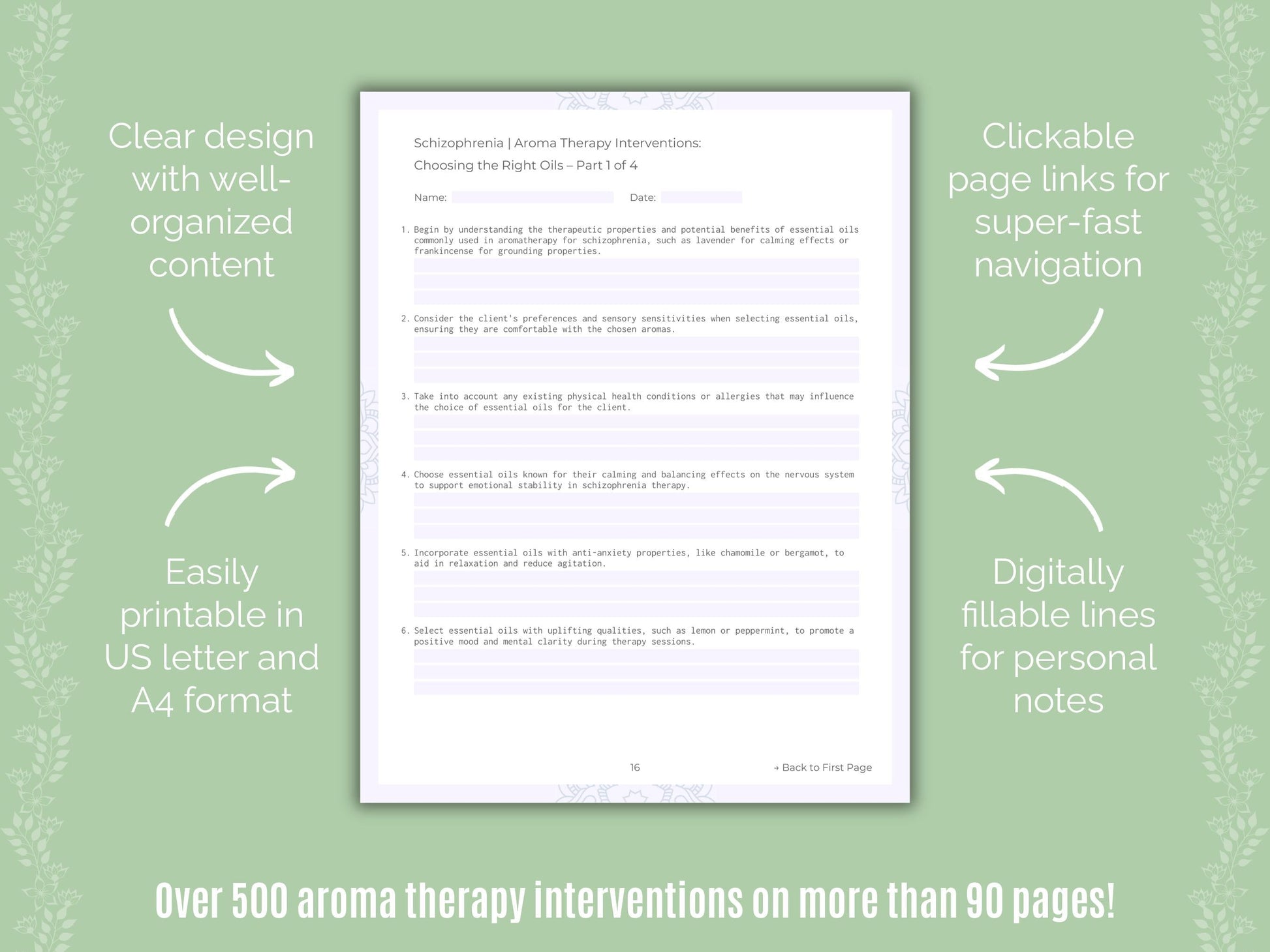 Schizophrenia Aroma Therapy Counseling Templates
