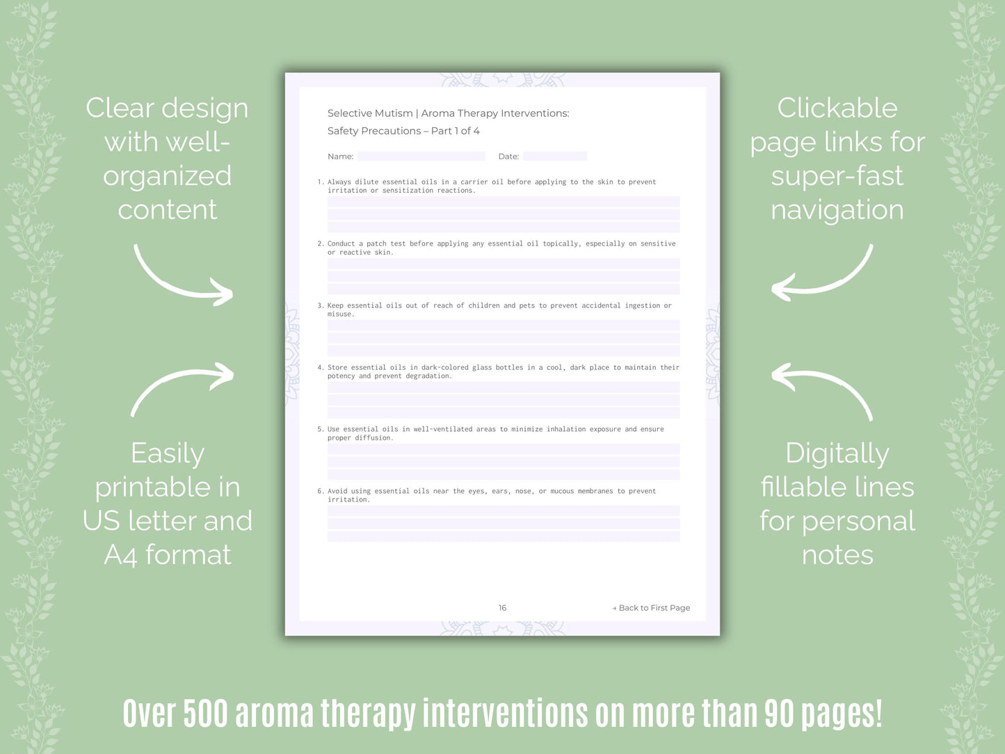 Selective Mutism Aroma Therapy Counseling Templates