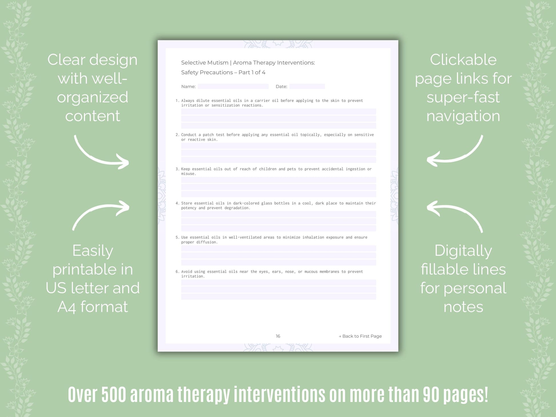 Selective Mutism Aroma Therapy Counseling Templates