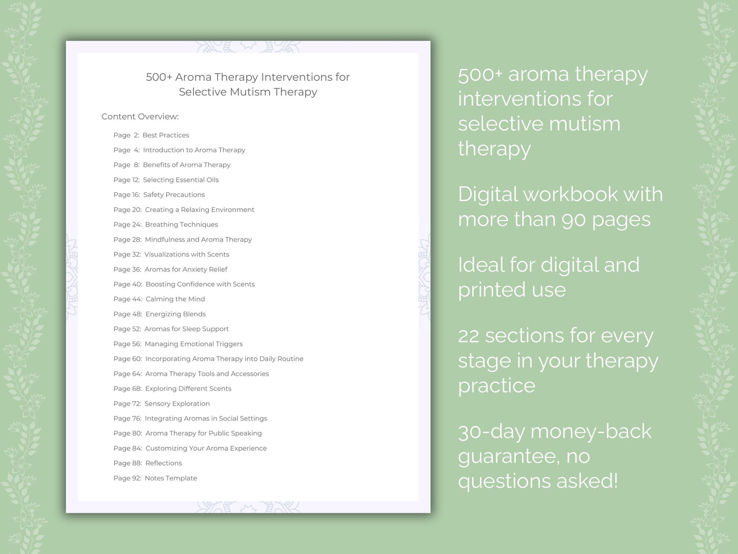 Selective Mutism Aroma Therapy Therapist Worksheets