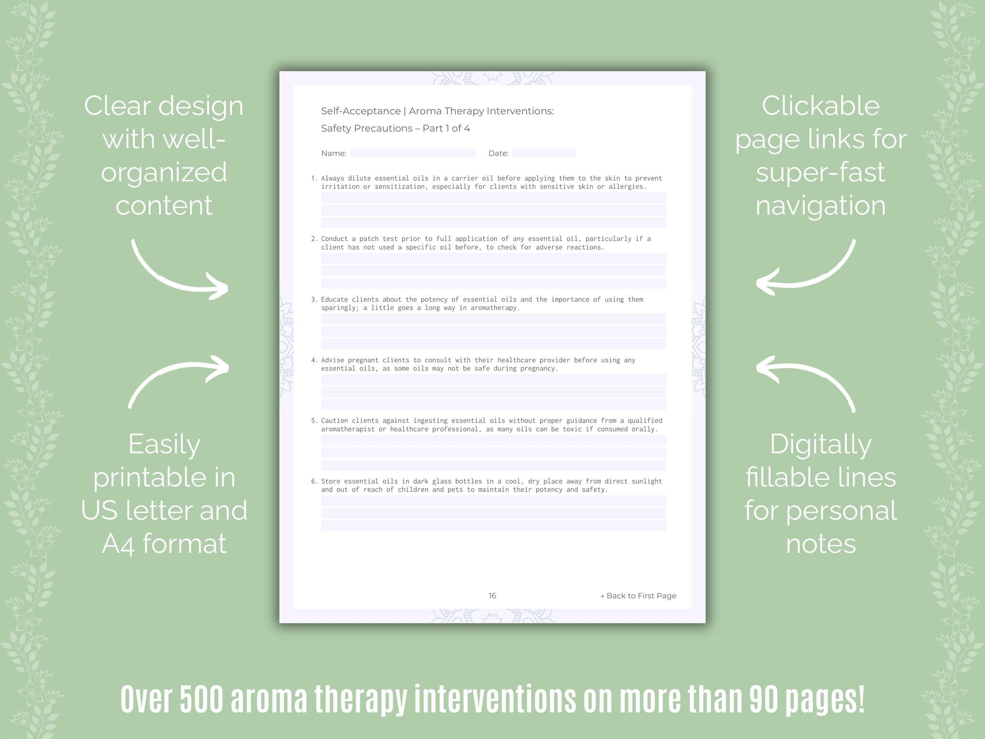Self-Acceptance Aroma Therapy Counseling Templates