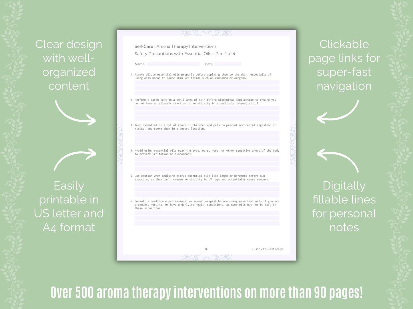 Self-Care Aroma Therapy Counseling Templates