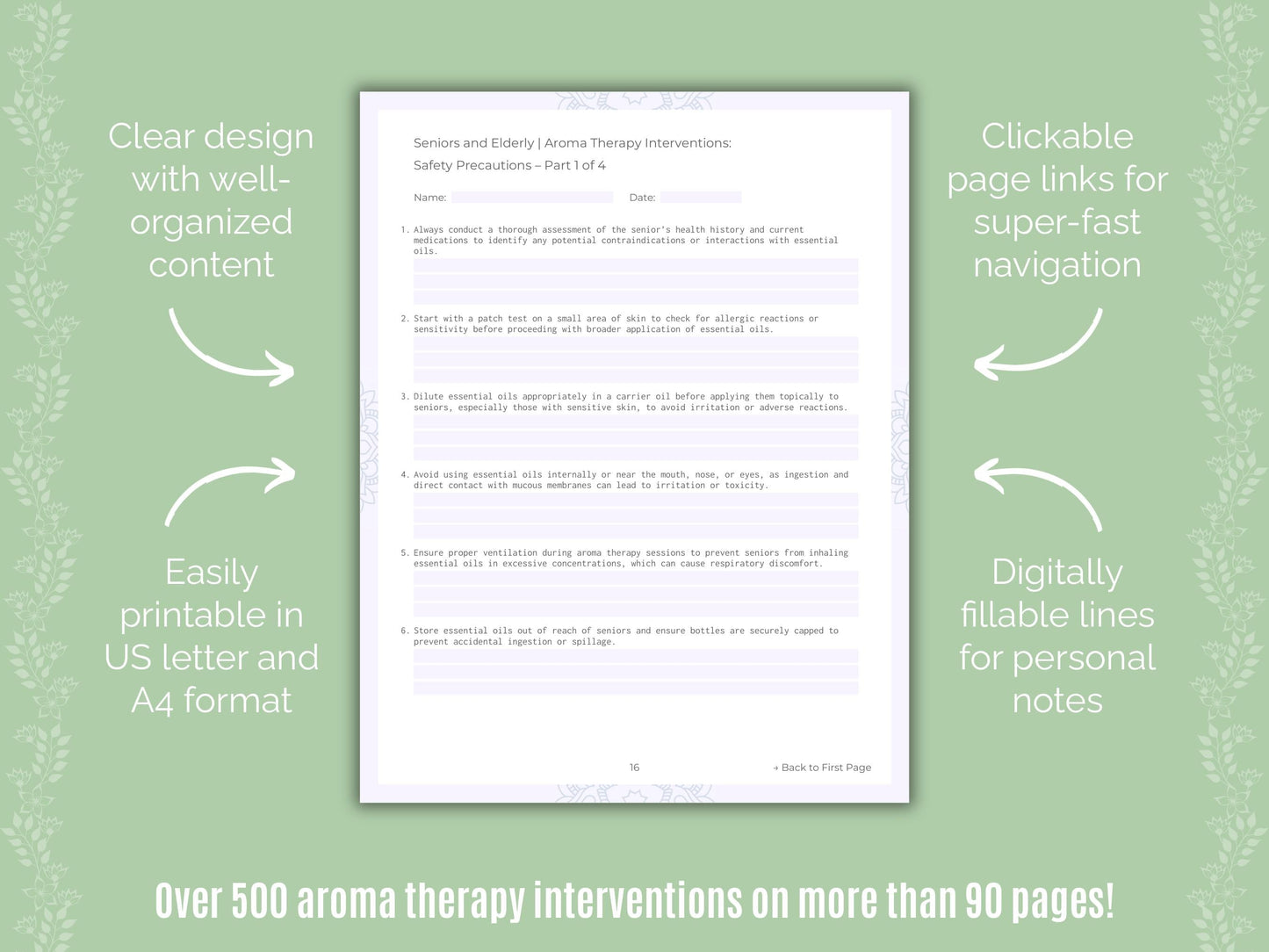 Seniors and Elderly Aroma Therapy Counseling Templates