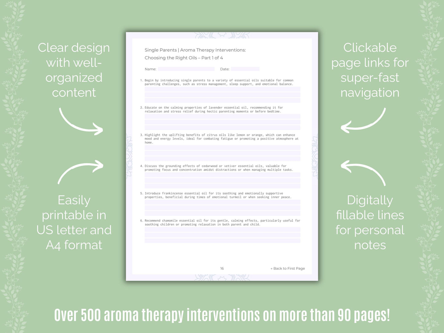 Single Parents Aroma Therapy Counseling Templates