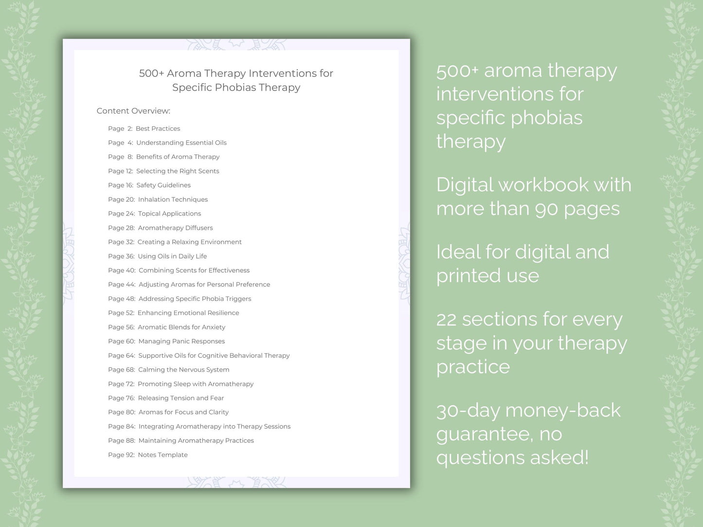 Specific Phobias Aroma Therapy Therapist Worksheets