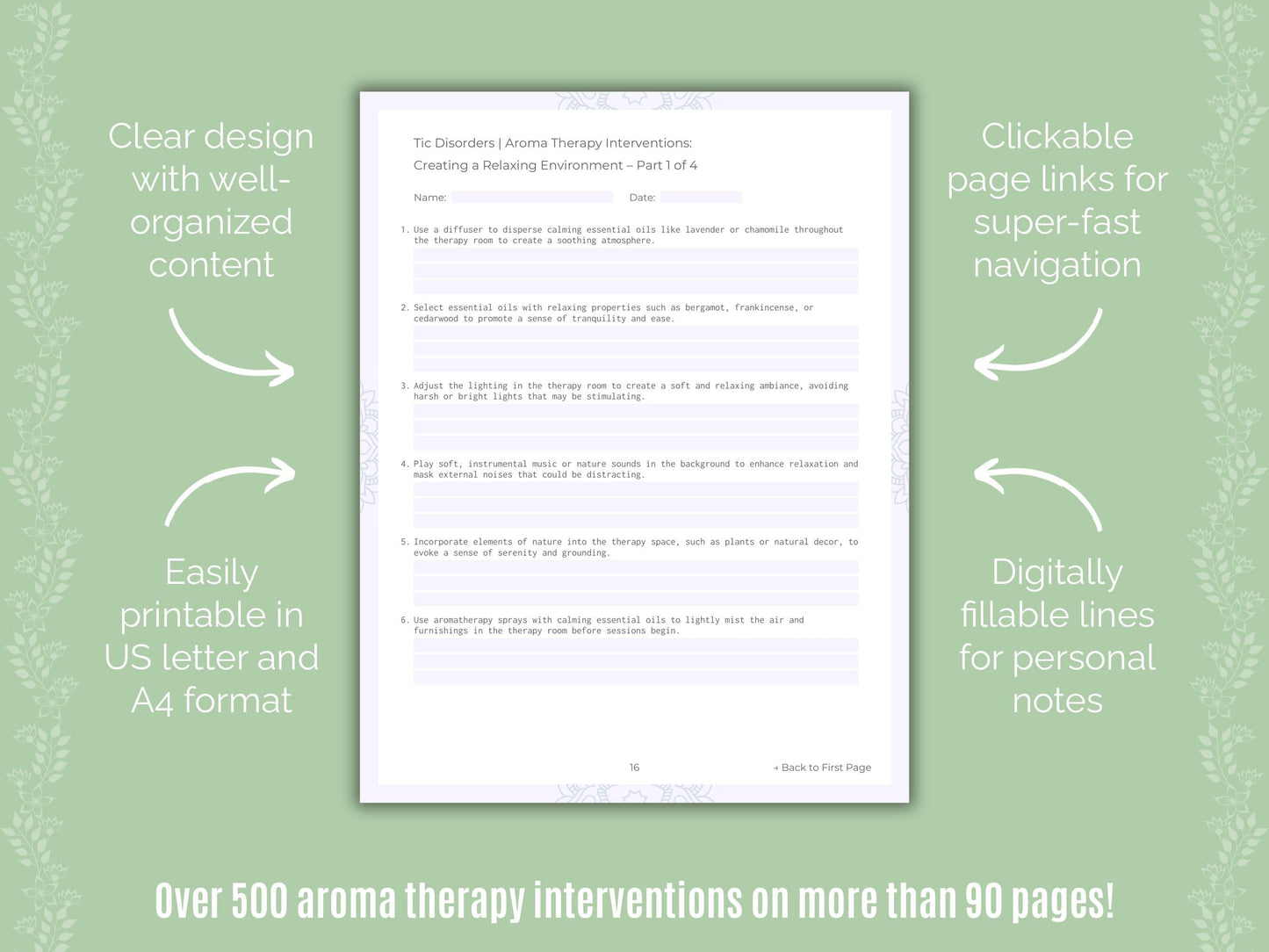 Tic Disorders Aroma Therapy Counseling Templates