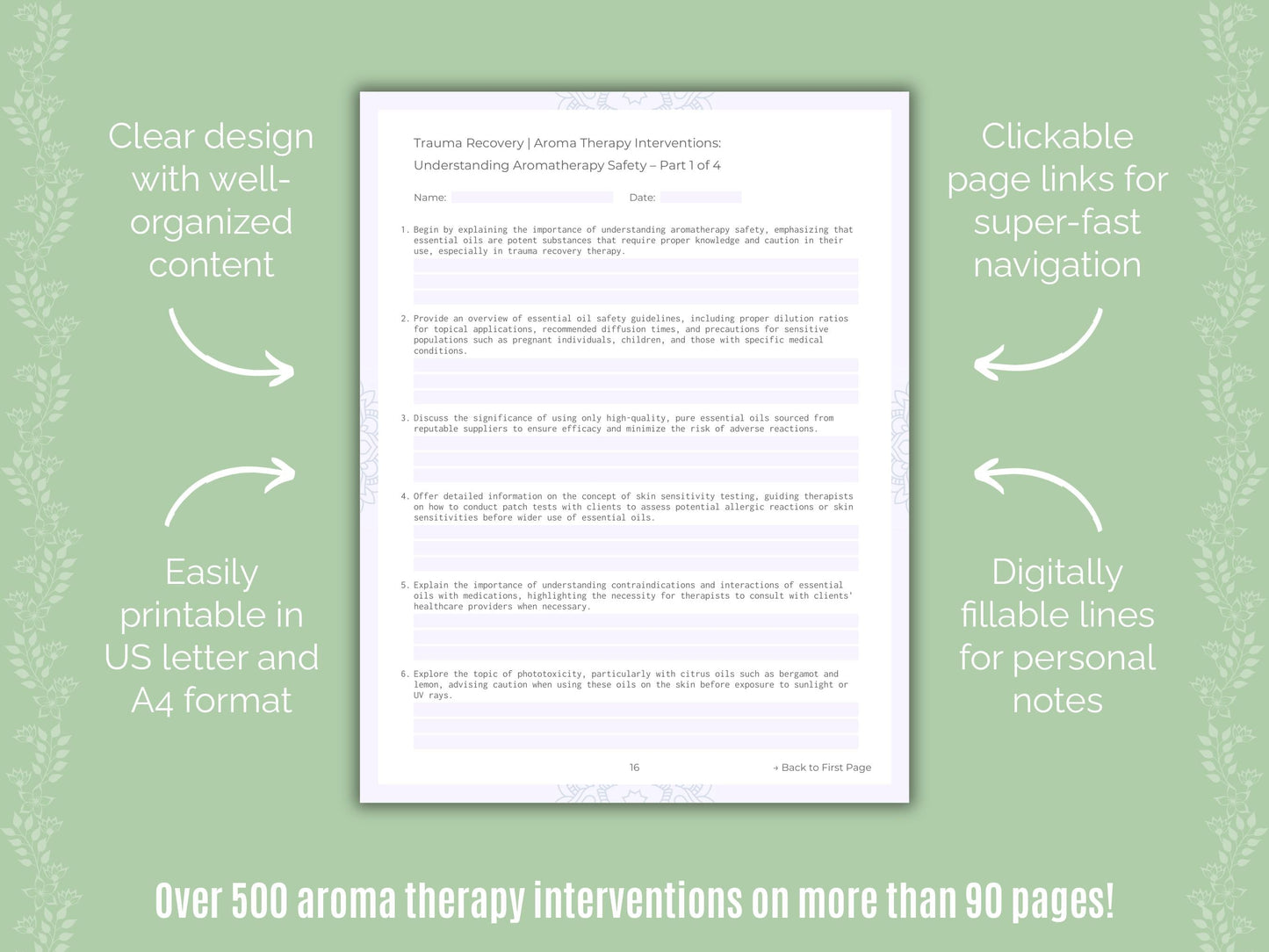 Trauma Recovery Aroma Therapy Counseling Templates