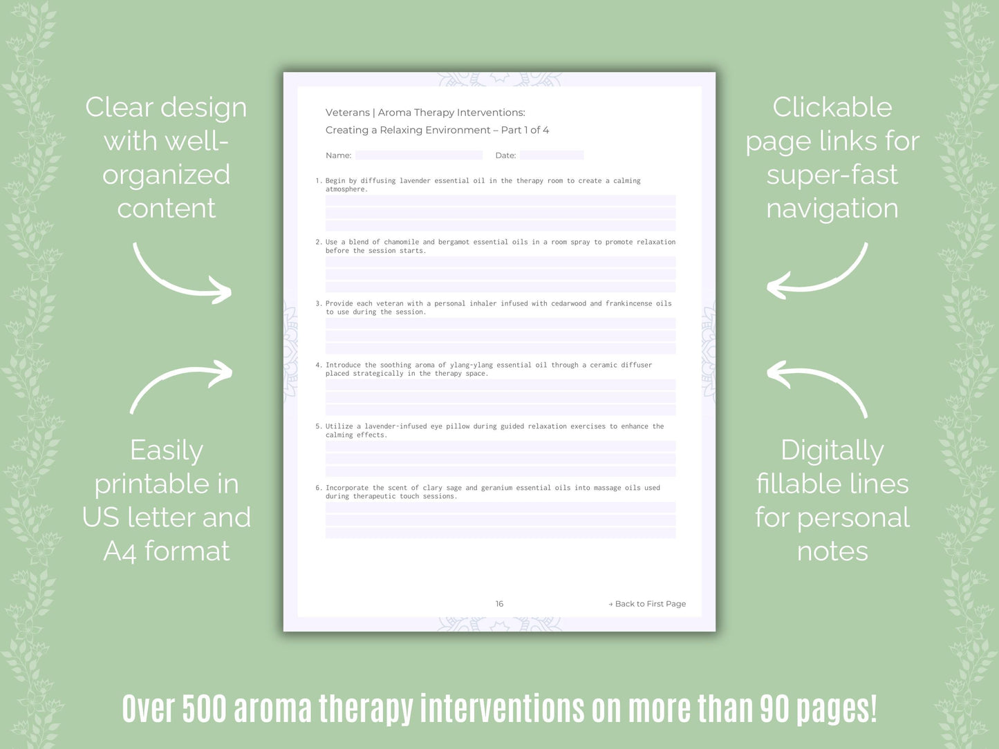 Veterans Aroma Therapy Counseling Templates