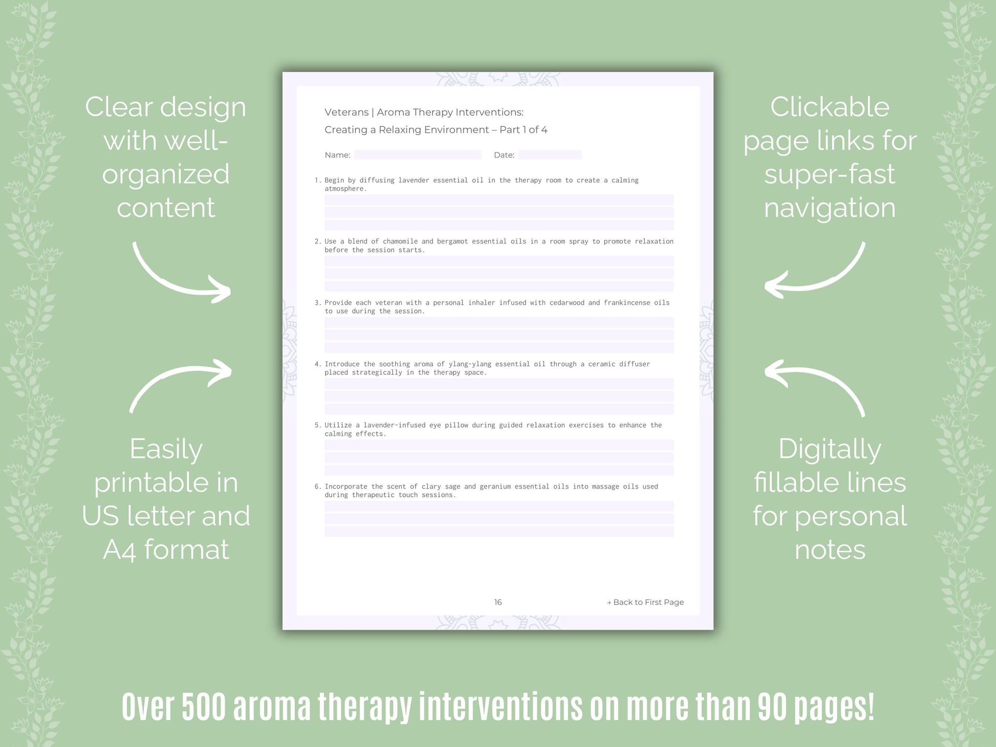 Veterans Aroma Therapy Counseling Templates