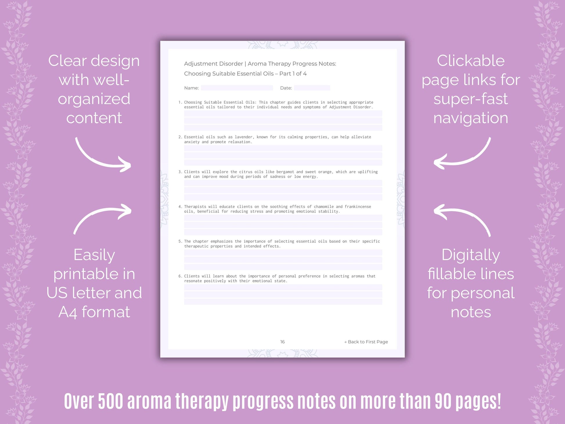 Adjustment Disorder Aroma Therapy Counseling Templates