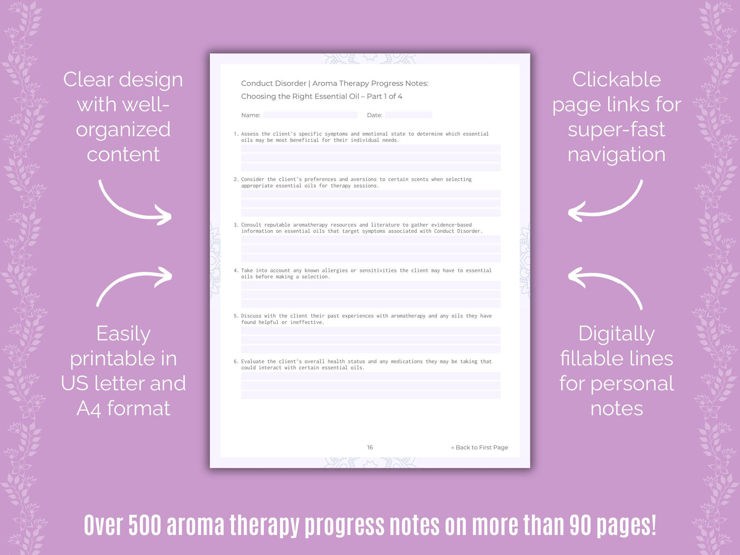 Conduct Disorder Aroma Therapy Counseling Templates