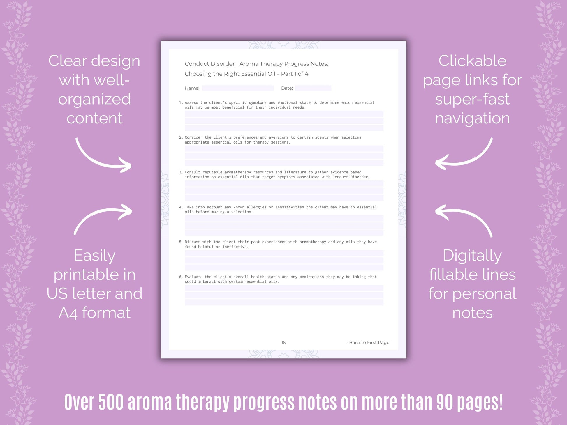 Conduct Disorder Aroma Therapy Counseling Templates