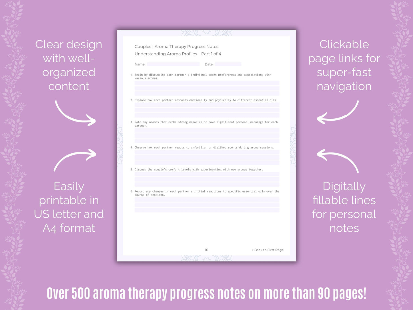 Couples Aroma Therapy Counseling Templates