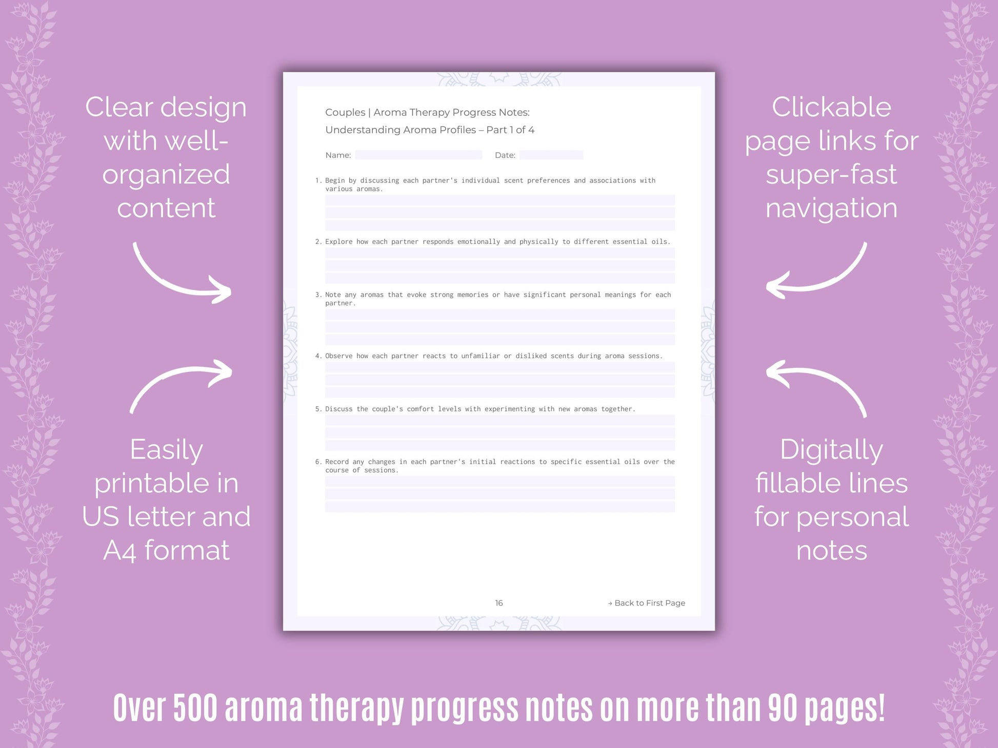 Couples Aroma Therapy Counseling Templates