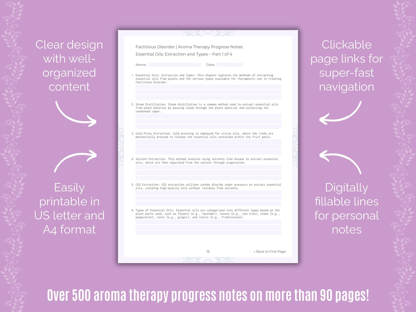 Factitious Disorder Aroma Therapy Counseling Templates