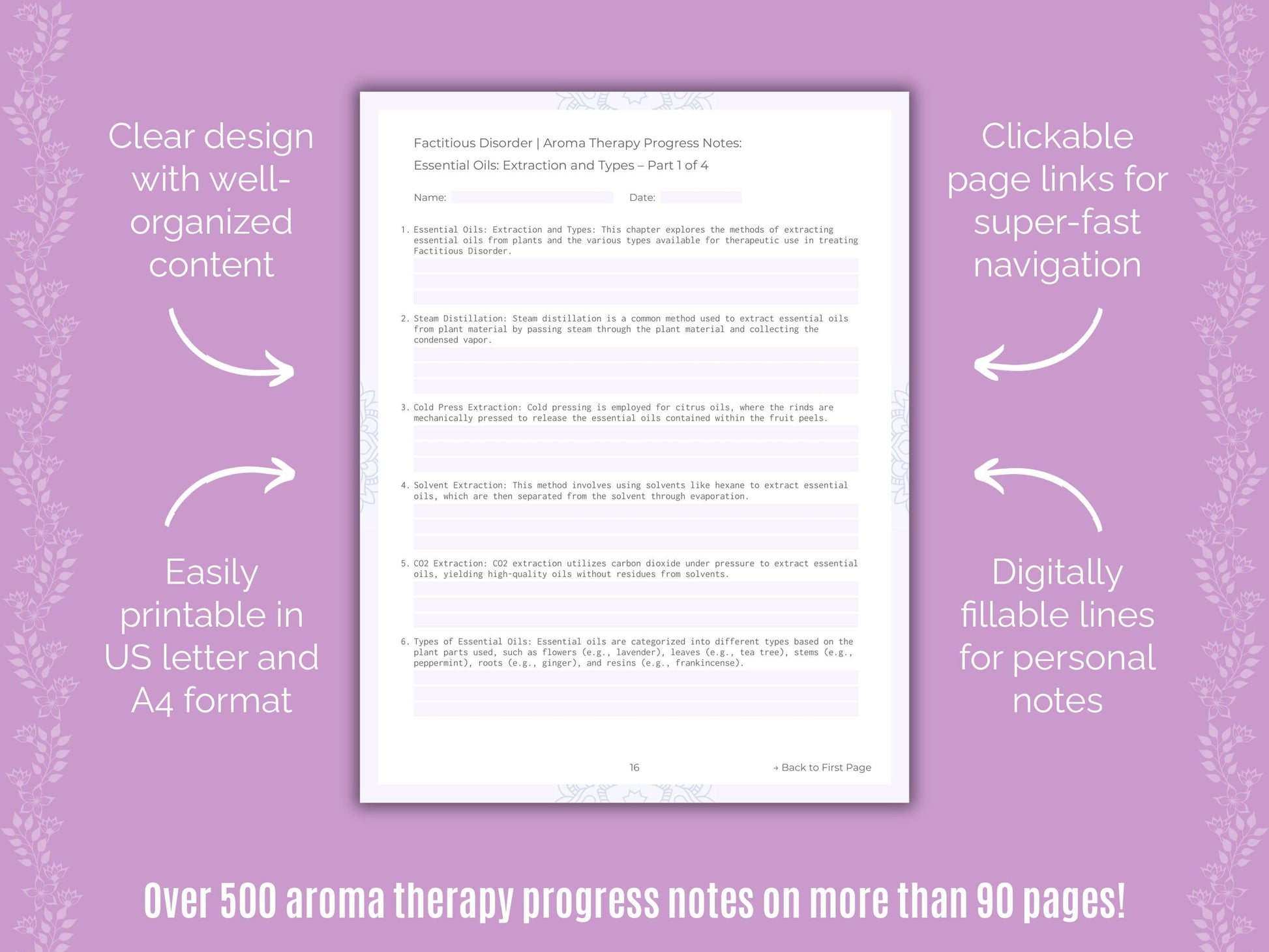 Factitious Disorder Aroma Therapy Counseling Templates