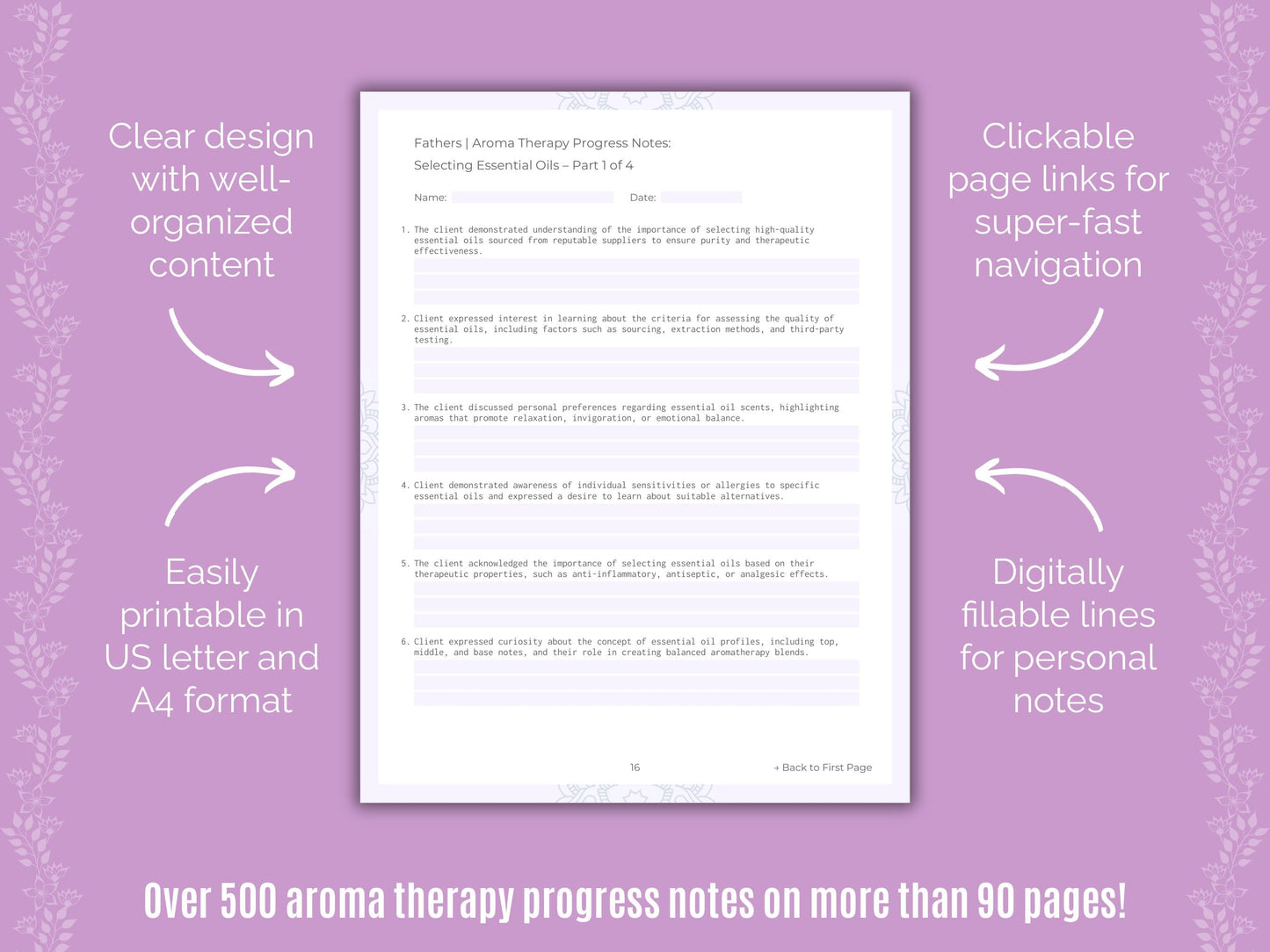 Fathers Aroma Therapy Counseling Templates