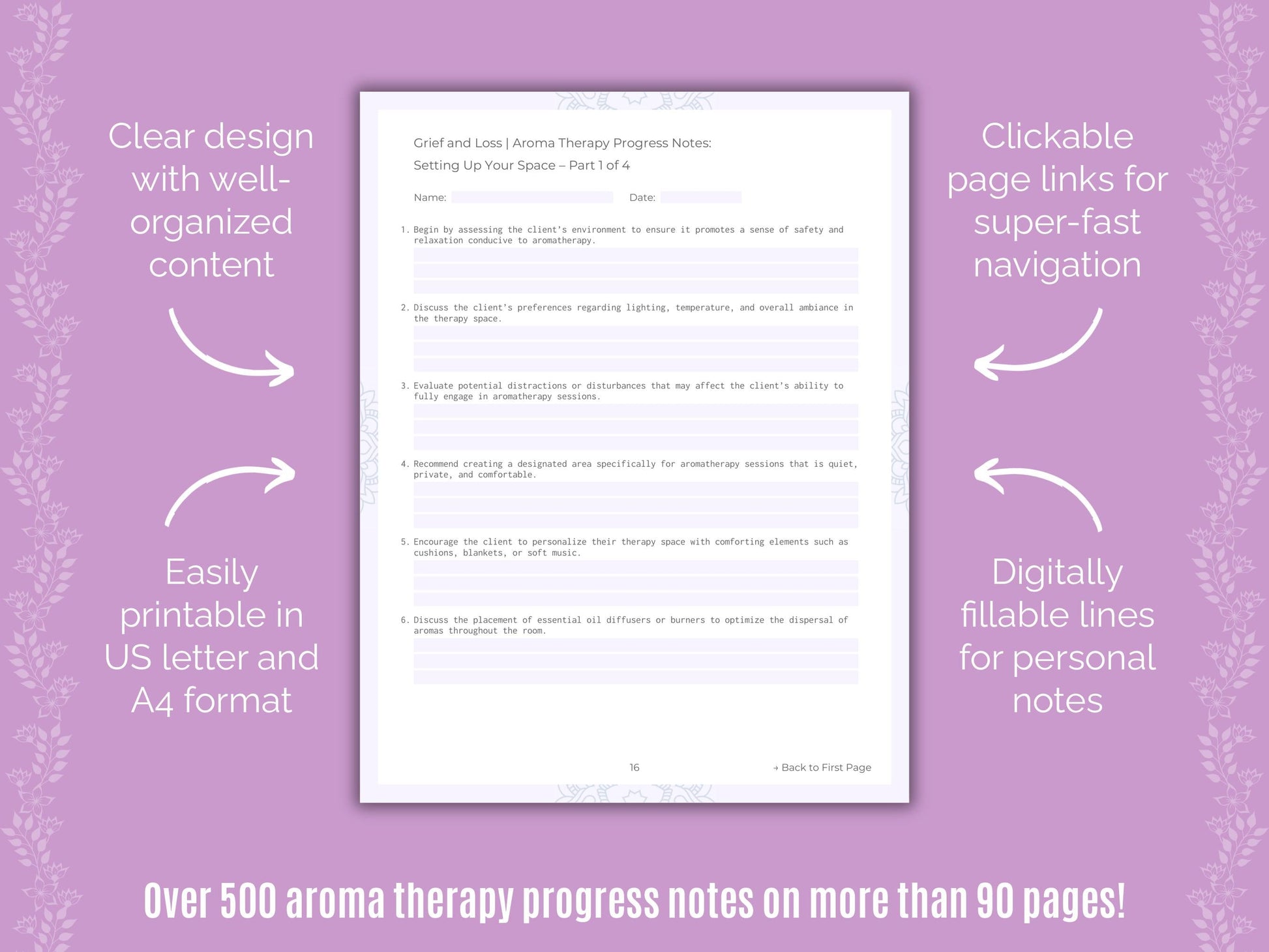 Grief and Loss Aroma Therapy Counseling Templates