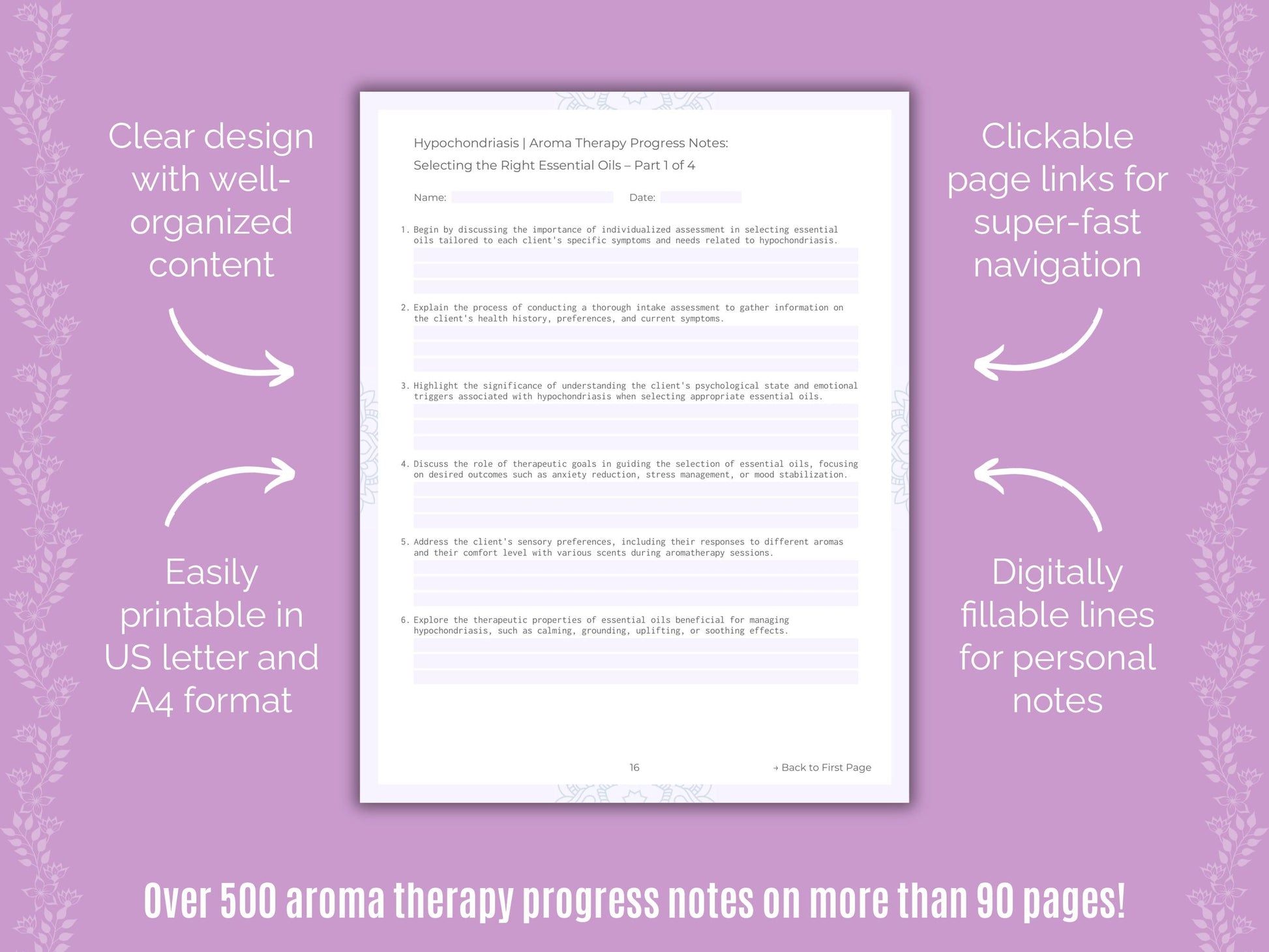 Hypochondriasis Aroma Therapy Counseling Templates